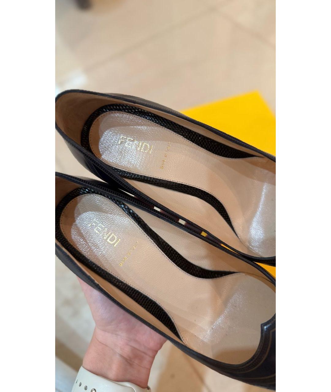 FENDI Темно-синие кожаные туфли, фото 5