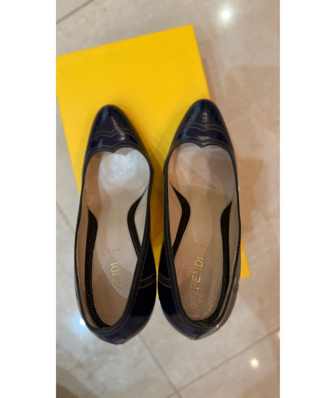 FENDI Темно-синие кожаные туфли, фото 6