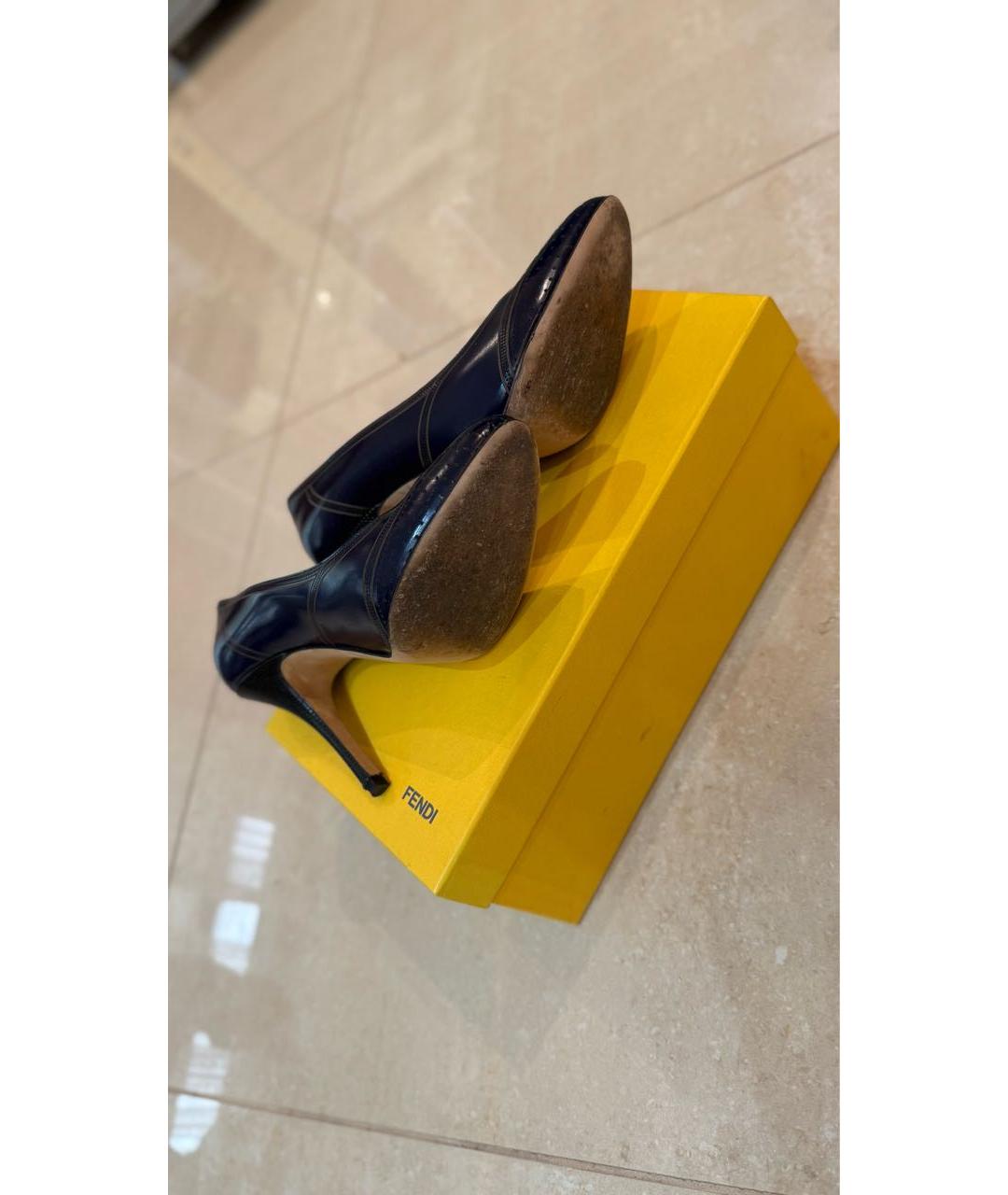 FENDI Темно-синие кожаные туфли, фото 4