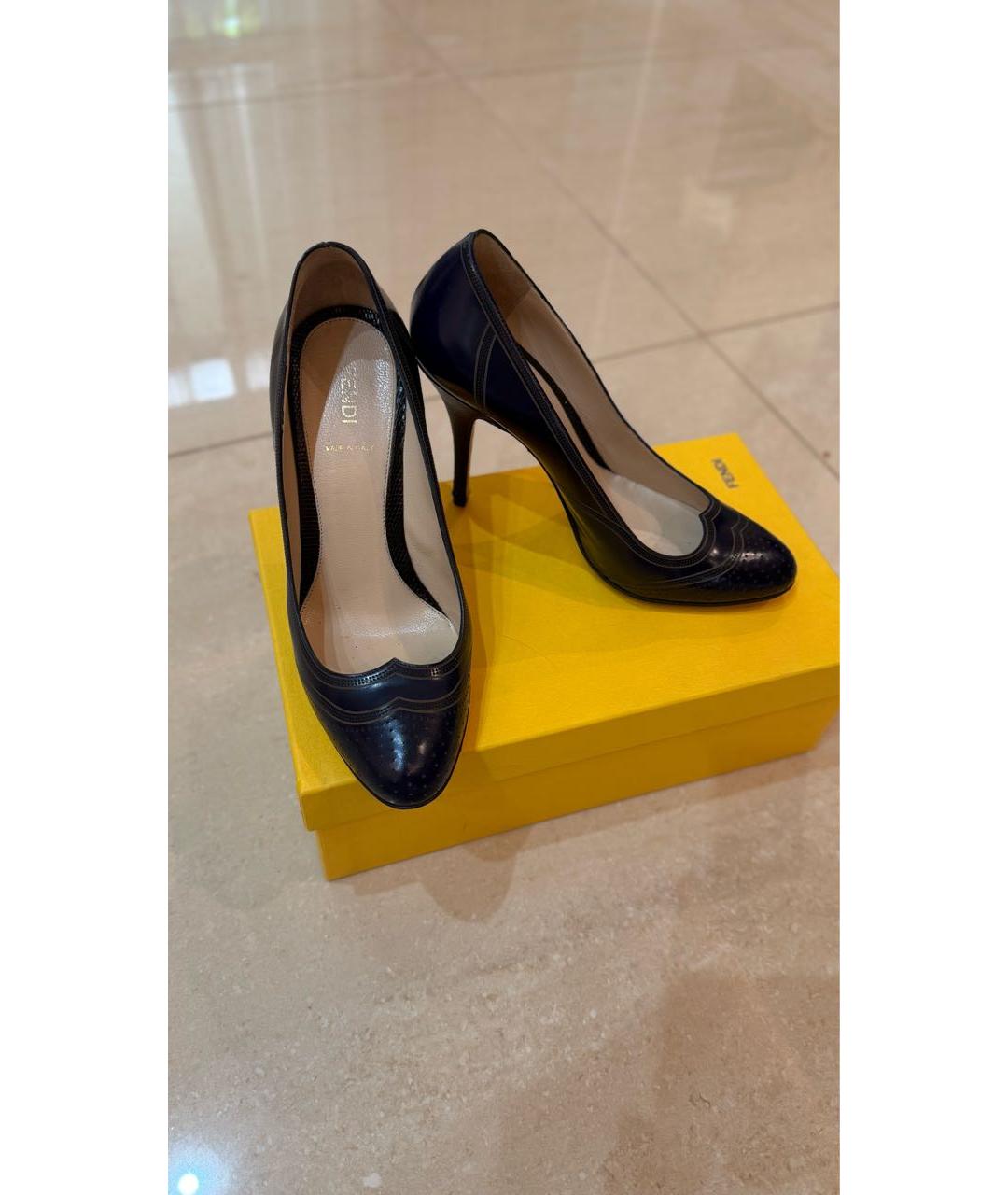 FENDI Темно-синие кожаные туфли, фото 9