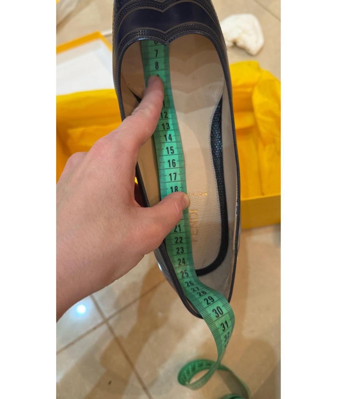 FENDI Темно-синие кожаные туфли, фото 7