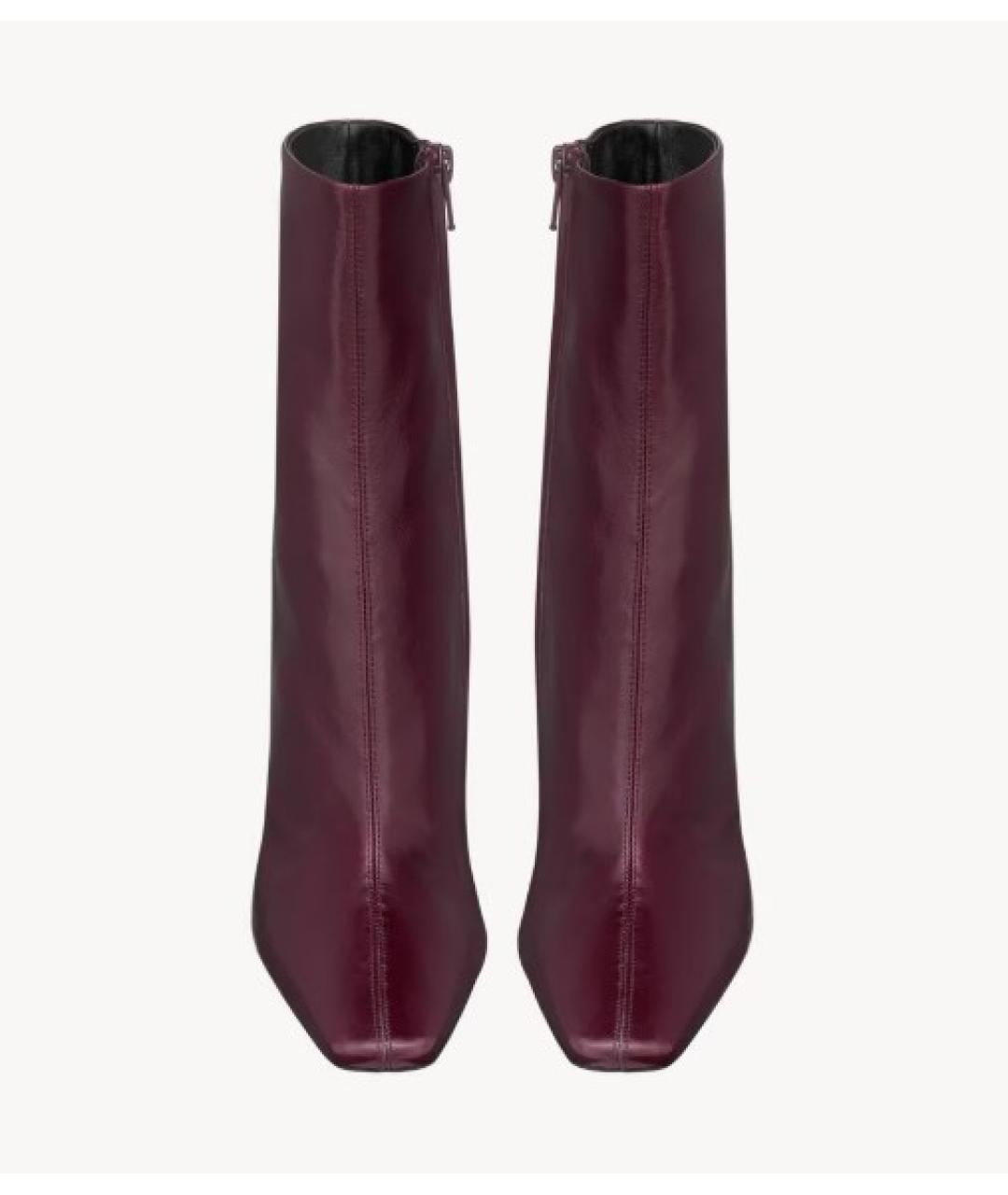 SAINT LAURENT Бордовые кожаные полусапоги, фото 3