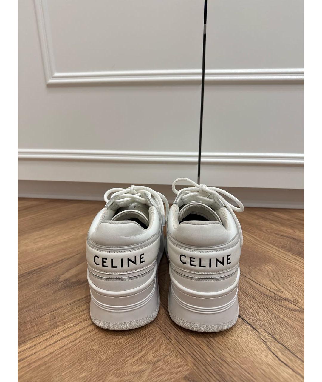 CELINE Белые кожаные кроссовки, фото 4