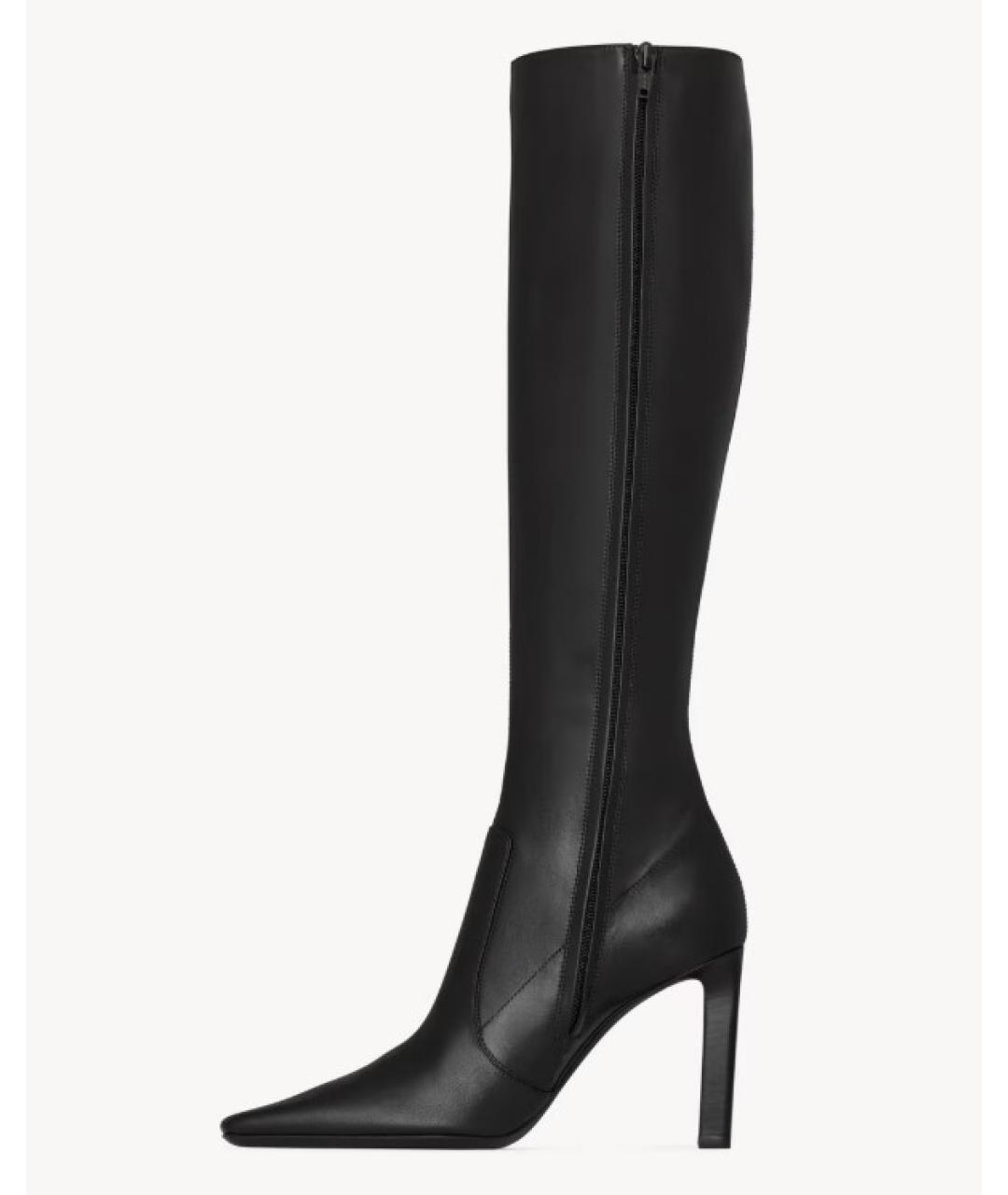 SAINT LAURENT Черные кожаные сапоги, фото 4