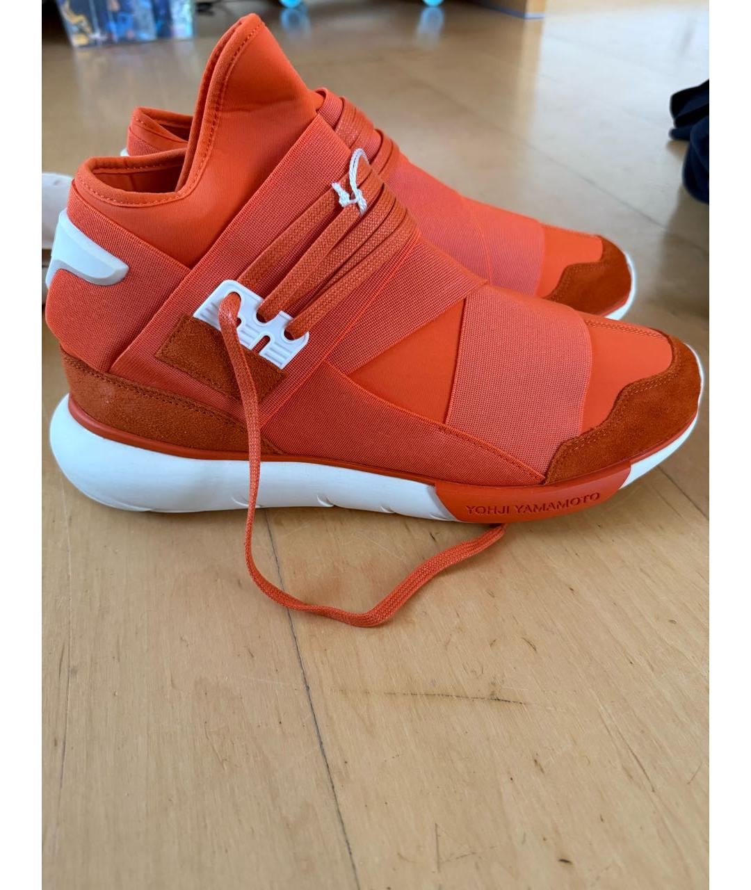 Y-3 Оранжевое текстильные высокие кроссовки / кеды, фото 5