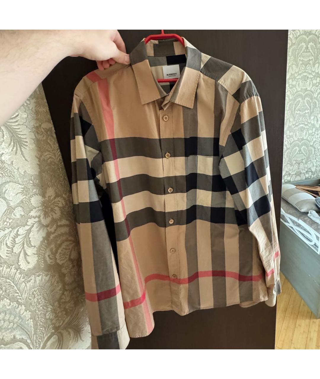 BURBERRY Бежевая хлопковая кэжуал рубашка, фото 5