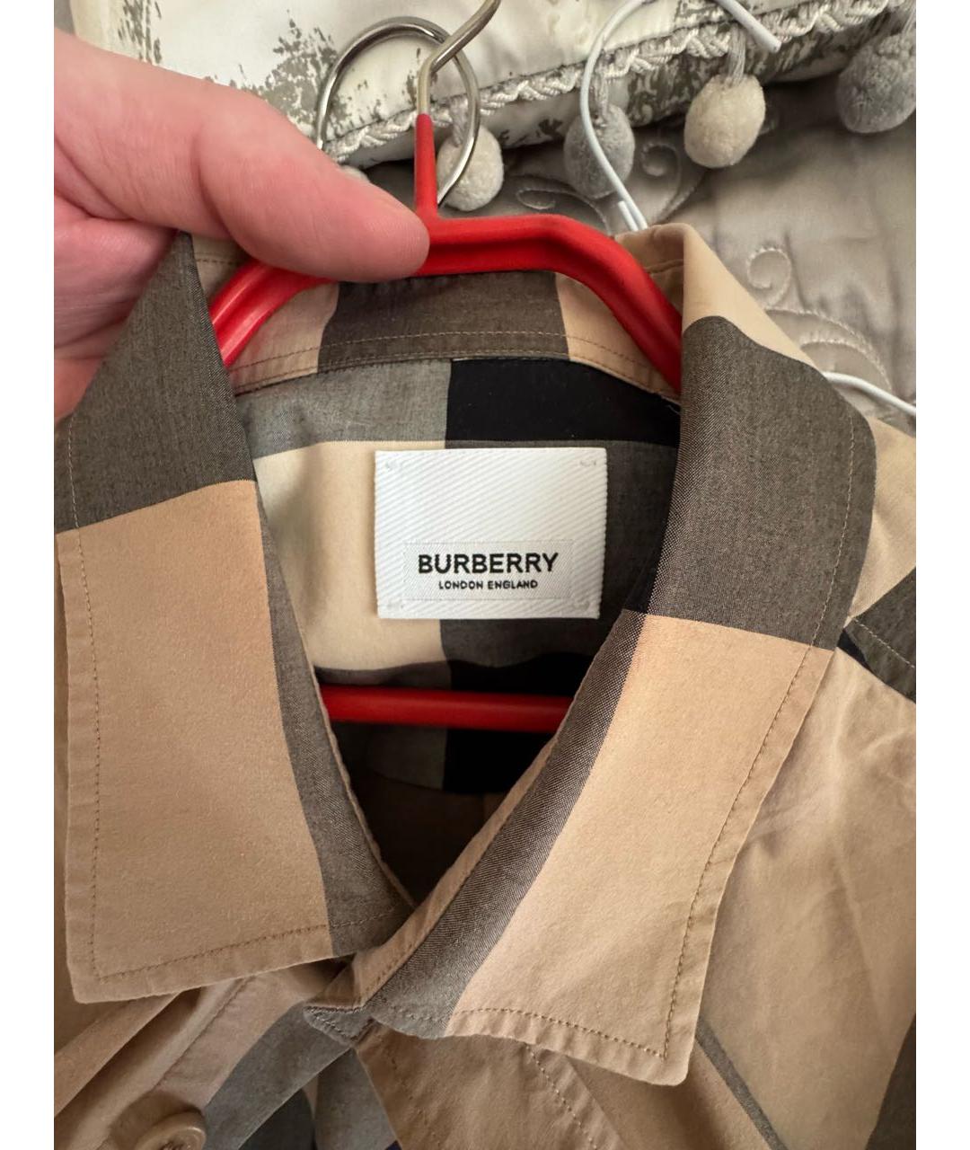 BURBERRY Бежевая хлопковая кэжуал рубашка, фото 6
