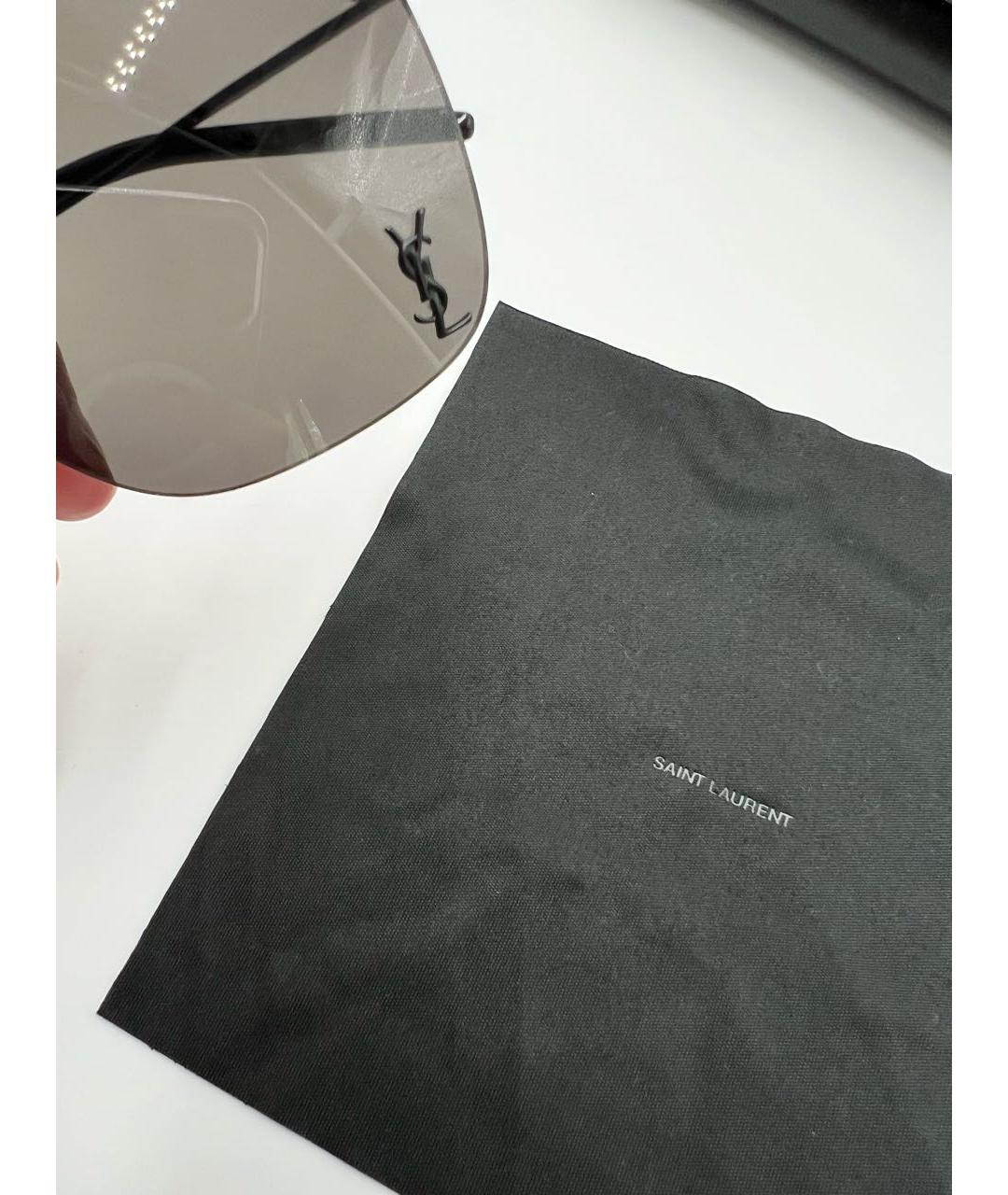 SAINT LAURENT Черные металлические солнцезащитные очки, фото 4
