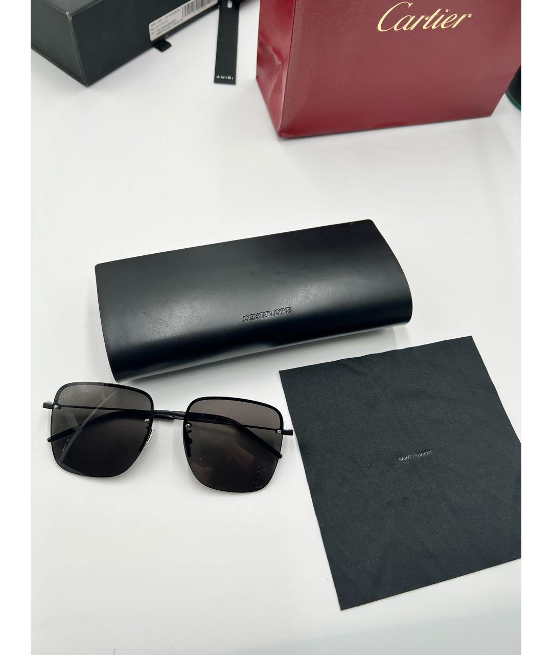 SAINT LAURENT Черные металлические солнцезащитные очки, фото 6