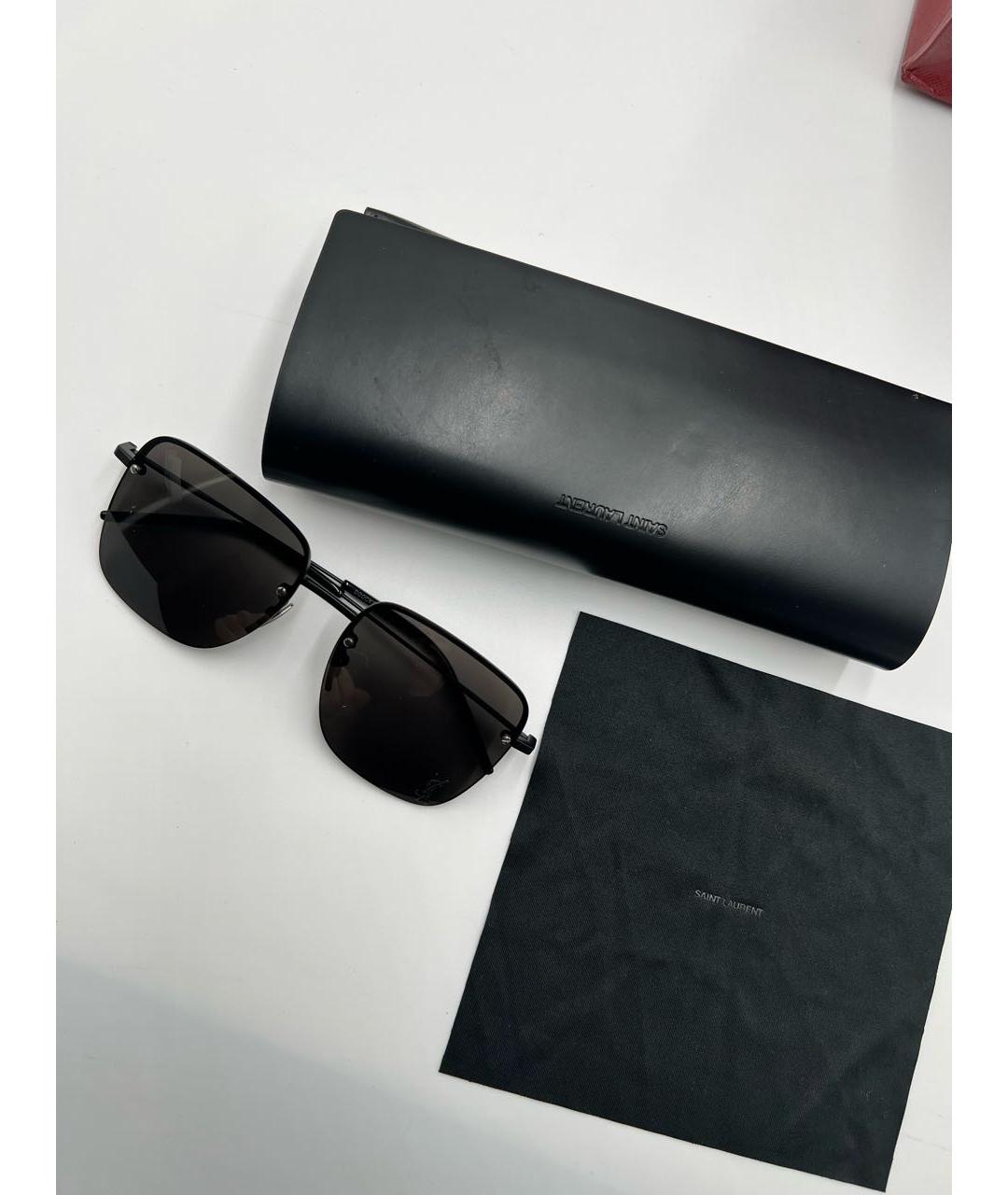 SAINT LAURENT Черные металлические солнцезащитные очки, фото 8