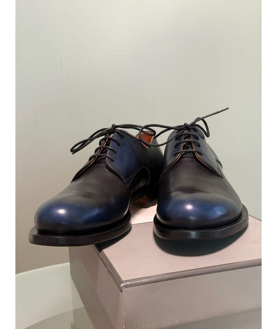 SANTONI Темно-синие кожаные туфли, фото 6