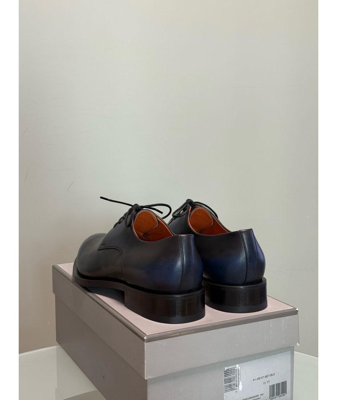 SANTONI Темно-синие кожаные туфли, фото 4