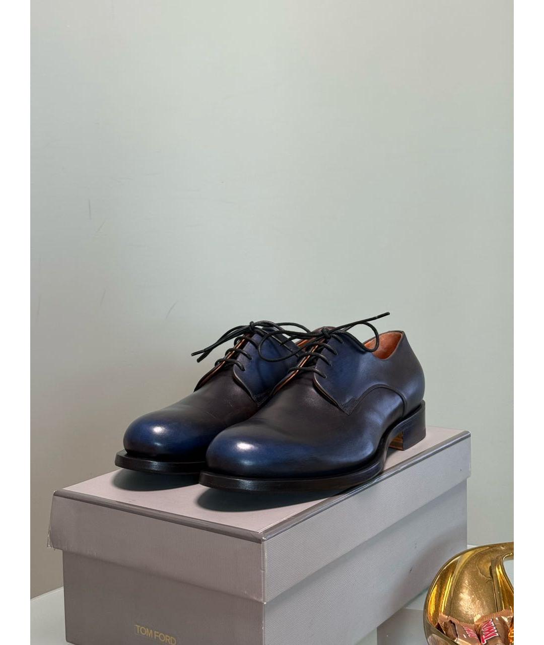 SANTONI Темно-синие кожаные туфли, фото 8