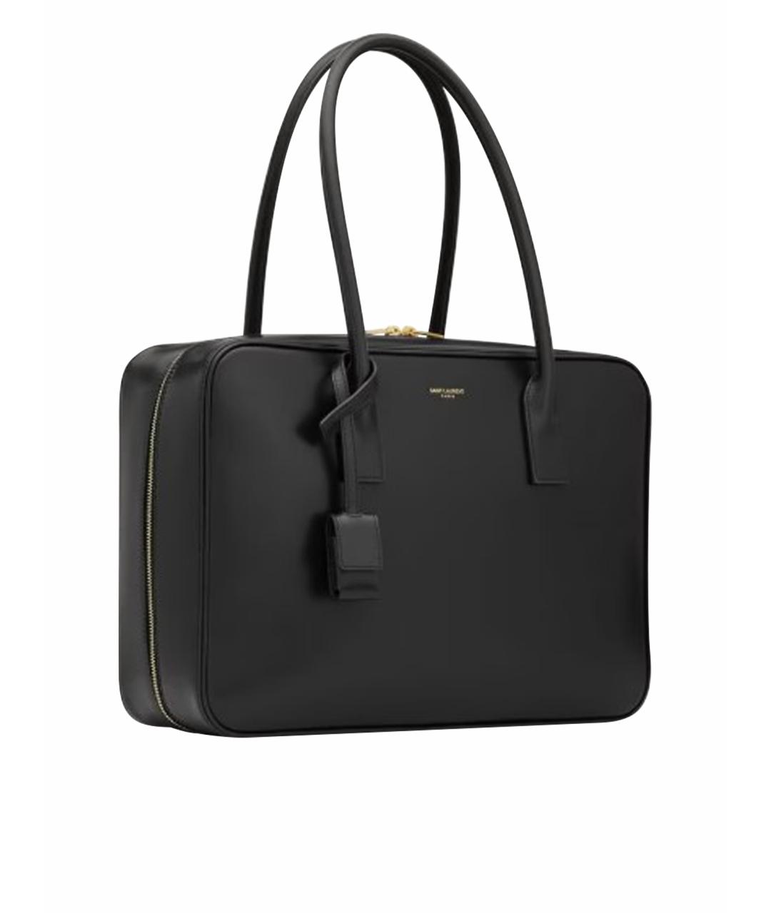 SAINT LAURENT Черная кожаная сумка с короткими ручками, фото 1