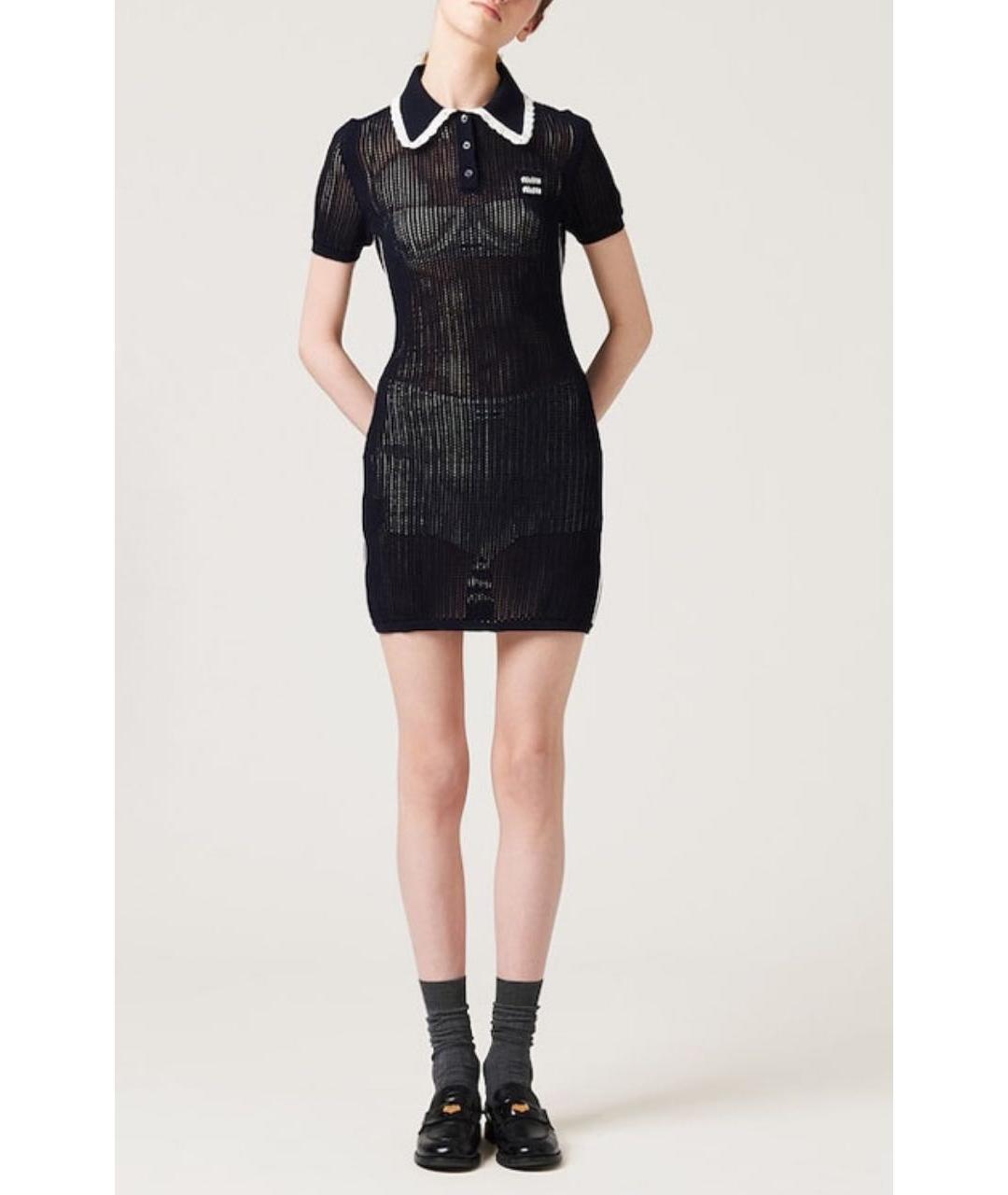 MIU MIU Темно-синее хлопковое повседневное платье, фото 4