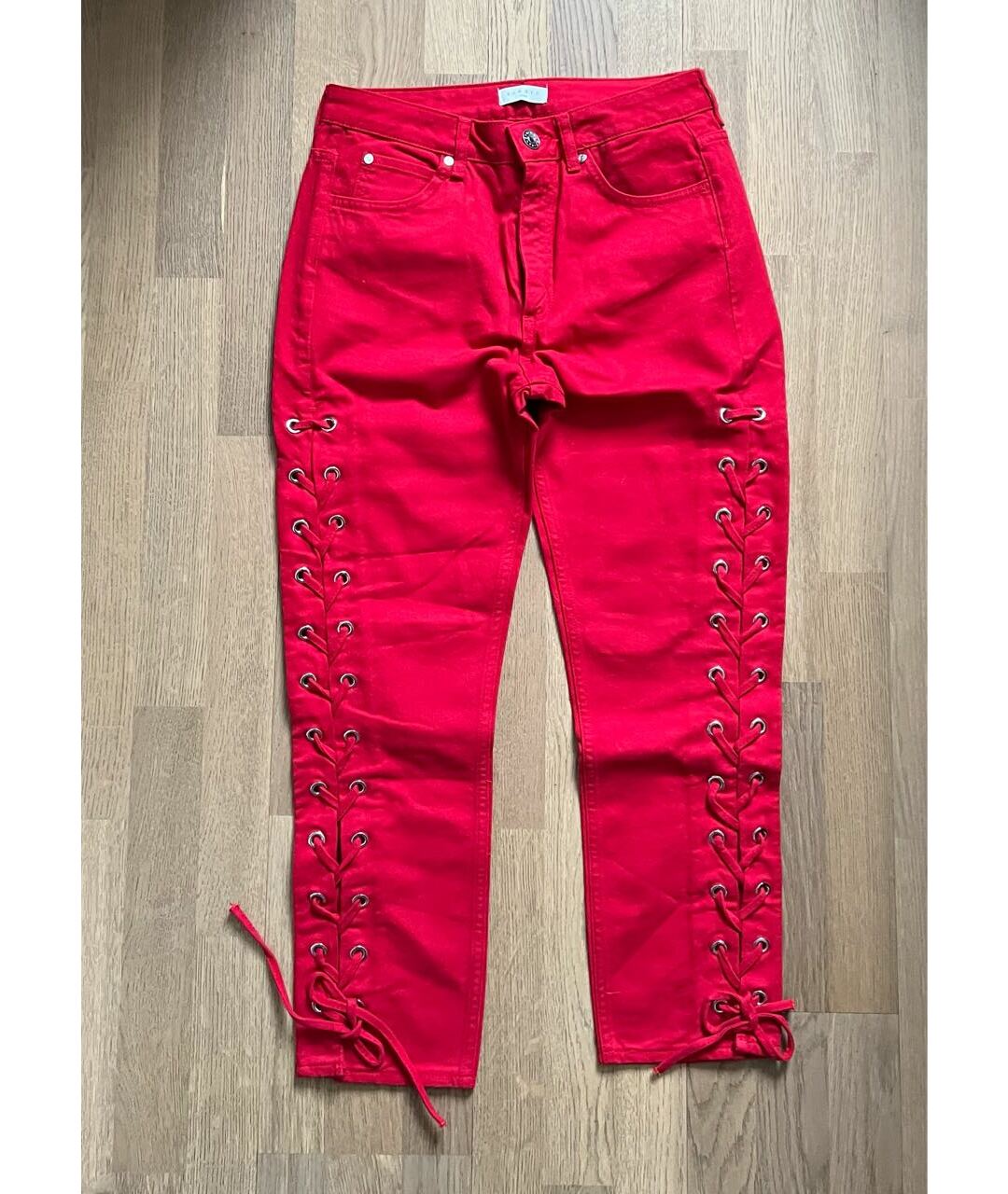SANDRO Красные хлопковые прямые джинсы, фото 5