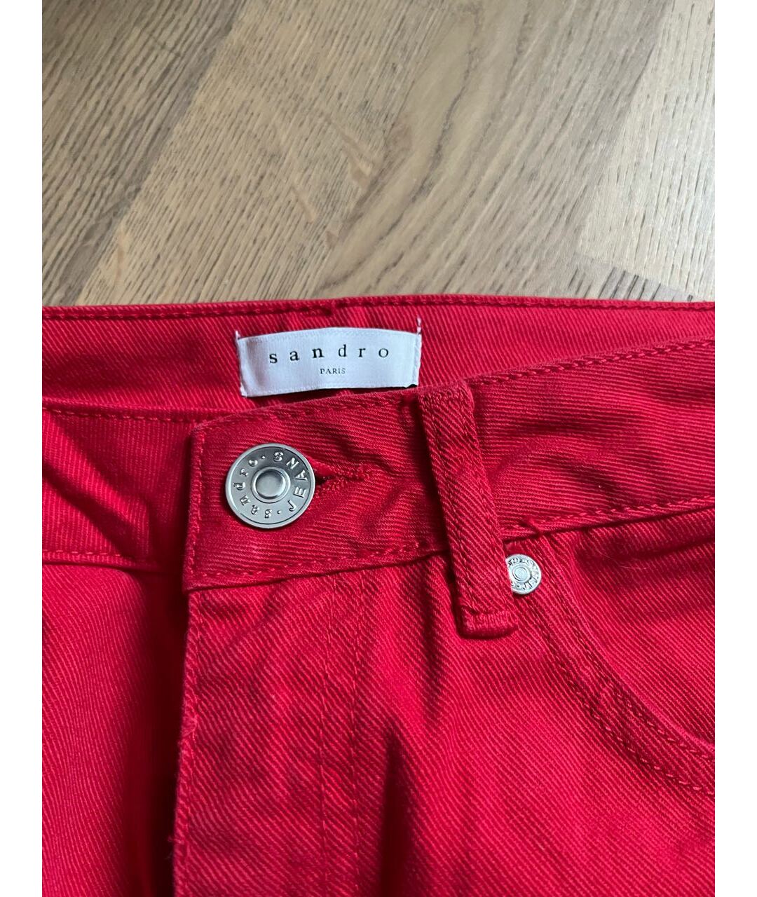 SANDRO Красные хлопковые прямые джинсы, фото 3