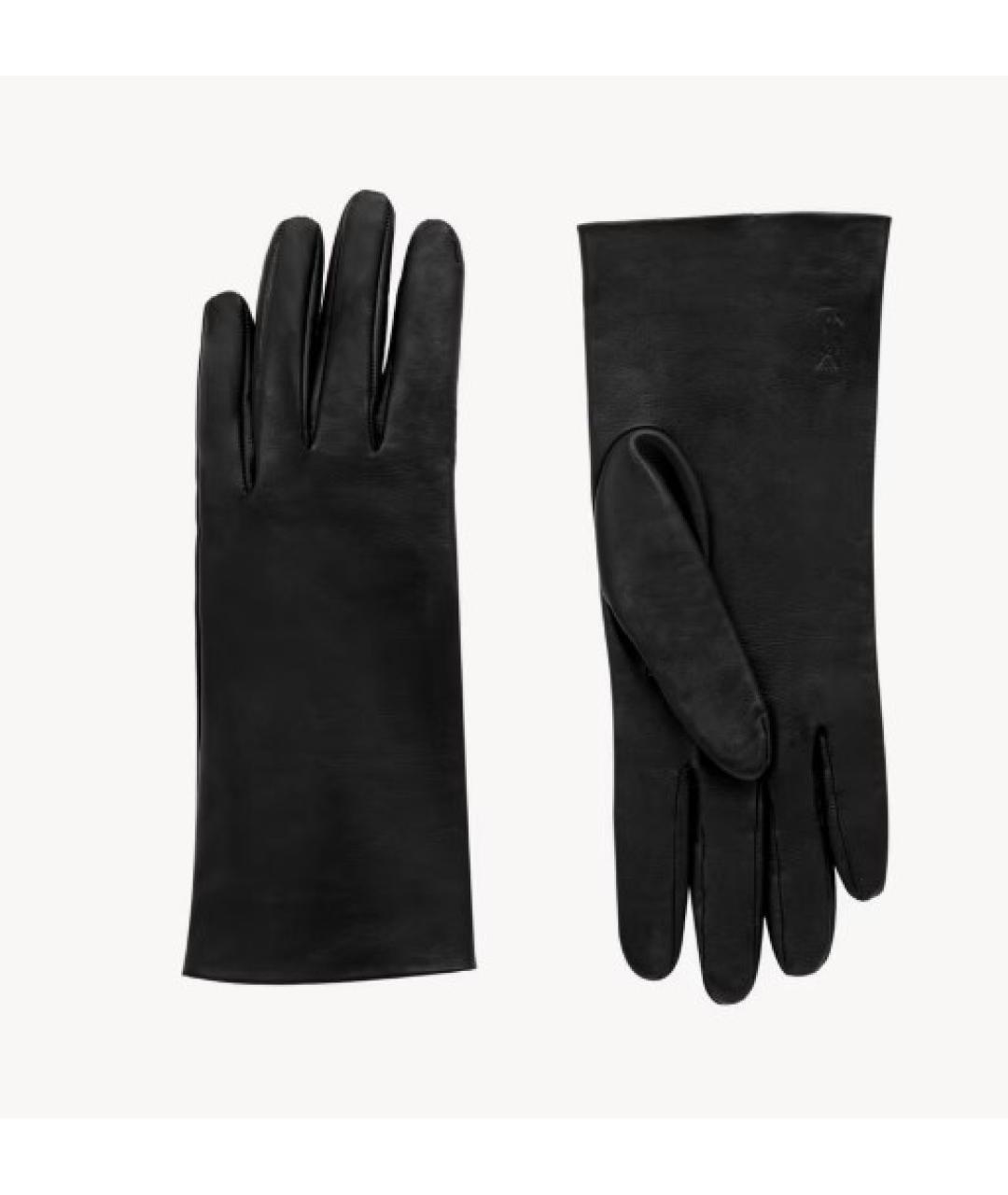 SAINT LAURENT Черные кожаные перчатки, фото 3