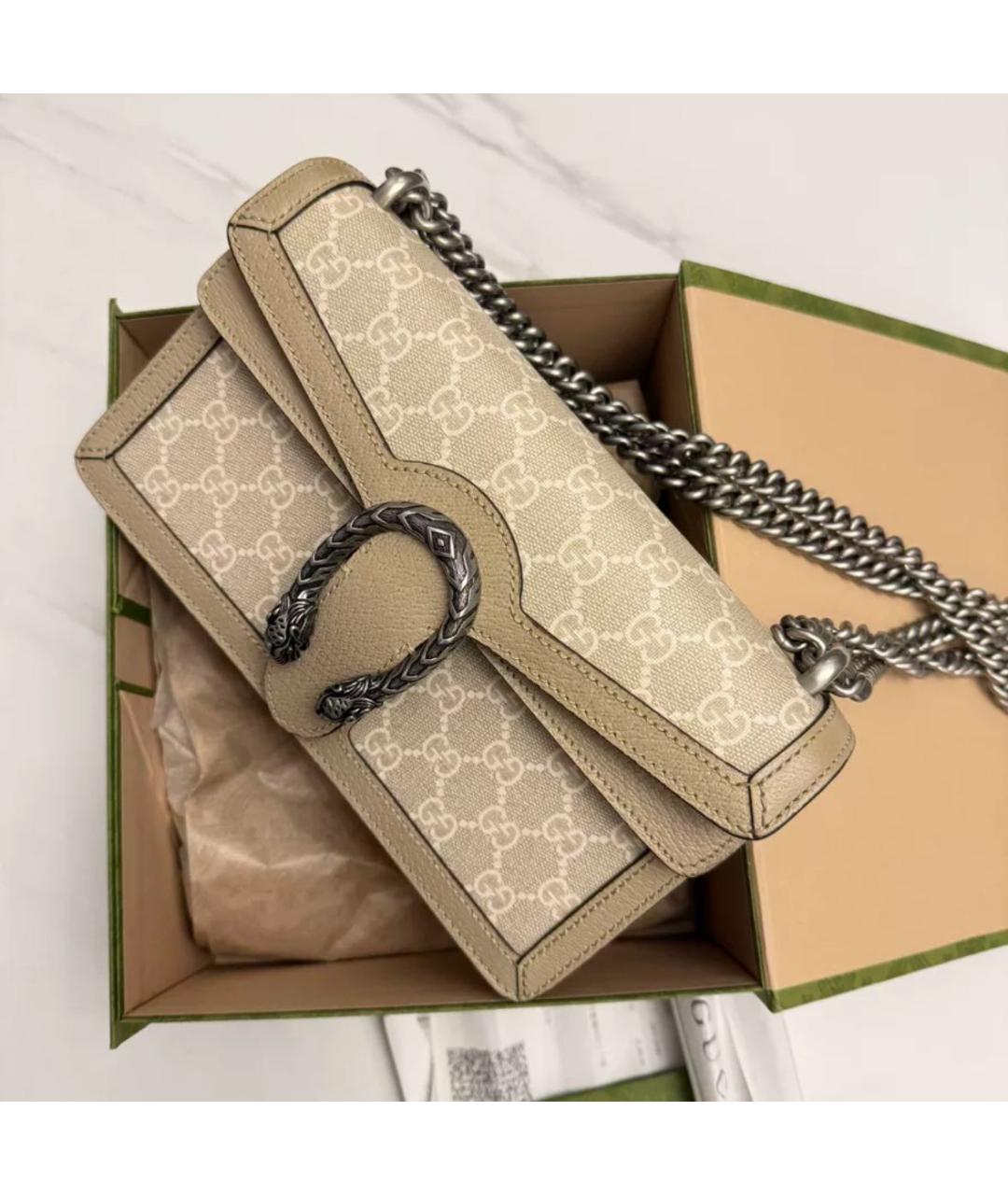 GUCCI Бежевая тканевая сумка через плечо, фото 3