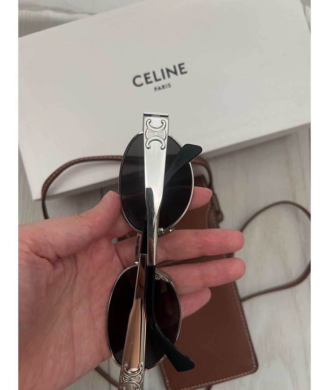 CELINE Серебряные металлические солнцезащитные очки, фото 2