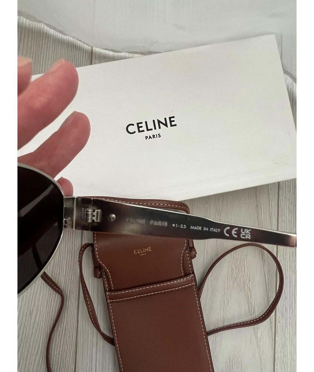 CELINE Серебряные металлические солнцезащитные очки, фото 4