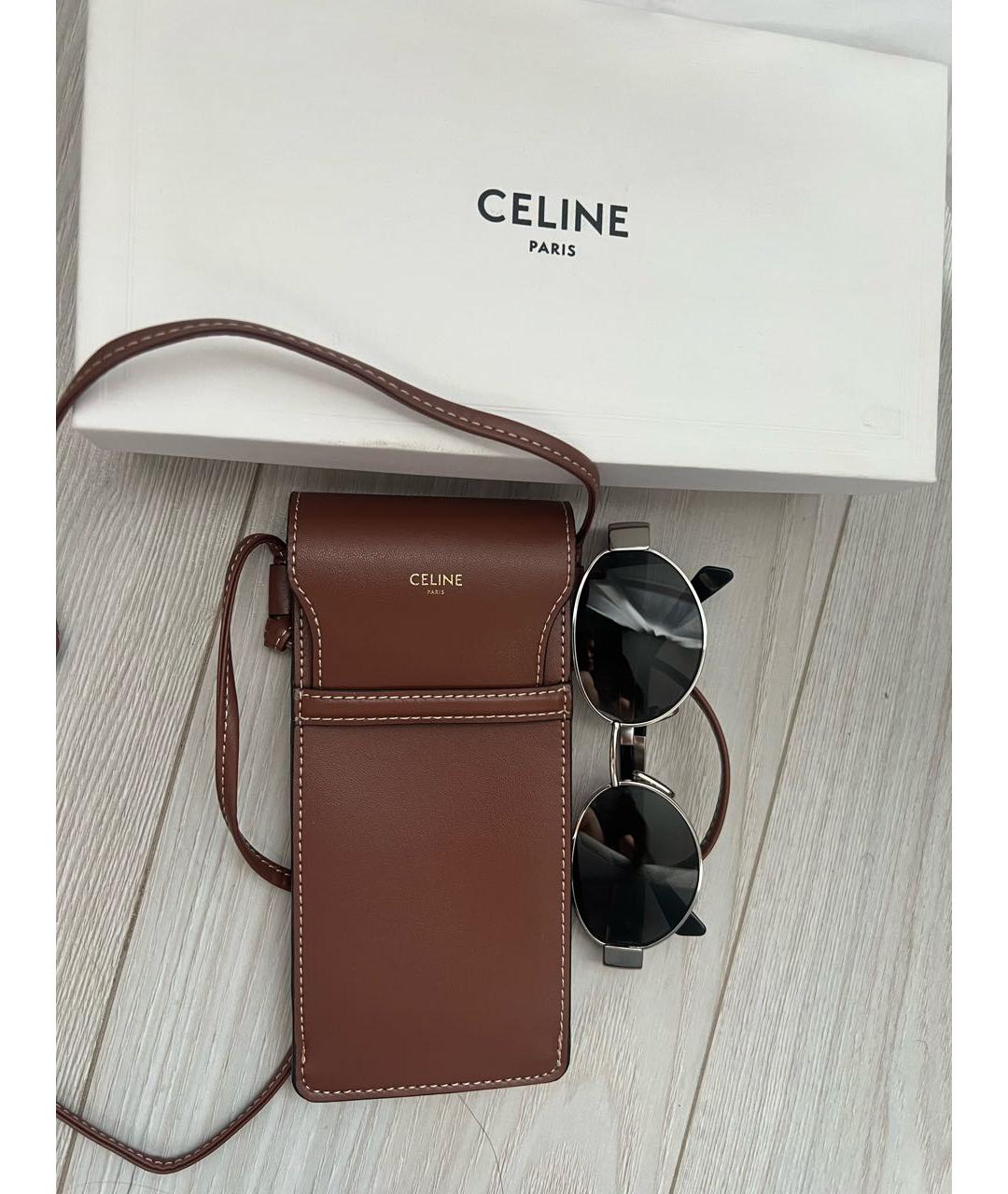 CELINE Серебряные металлические солнцезащитные очки, фото 5