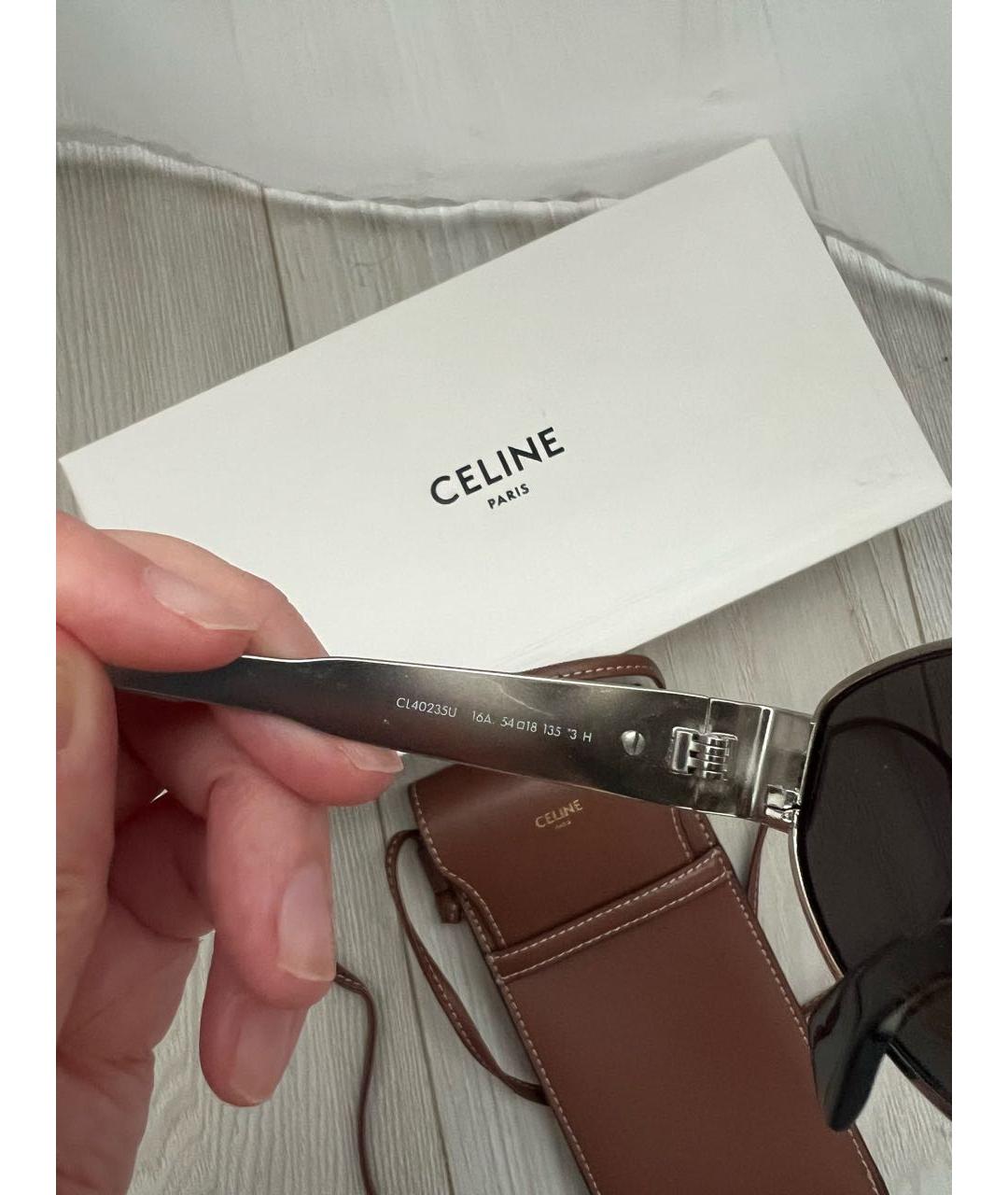 CELINE Серебряные металлические солнцезащитные очки, фото 3