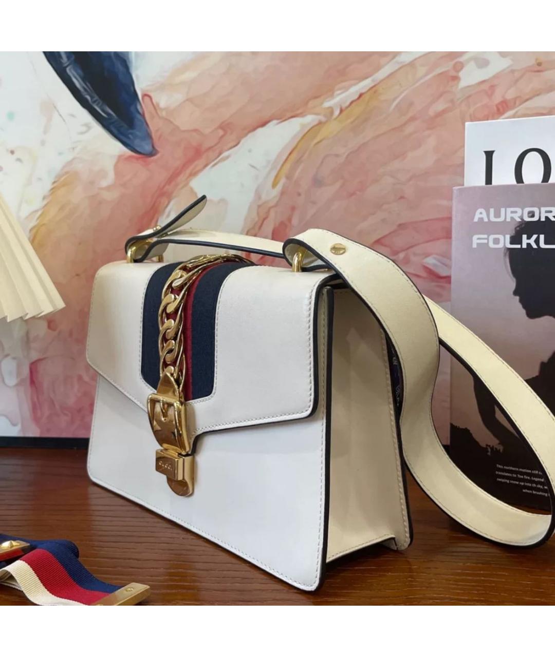 GUCCI Белая кожаная сумка через плечо, фото 2