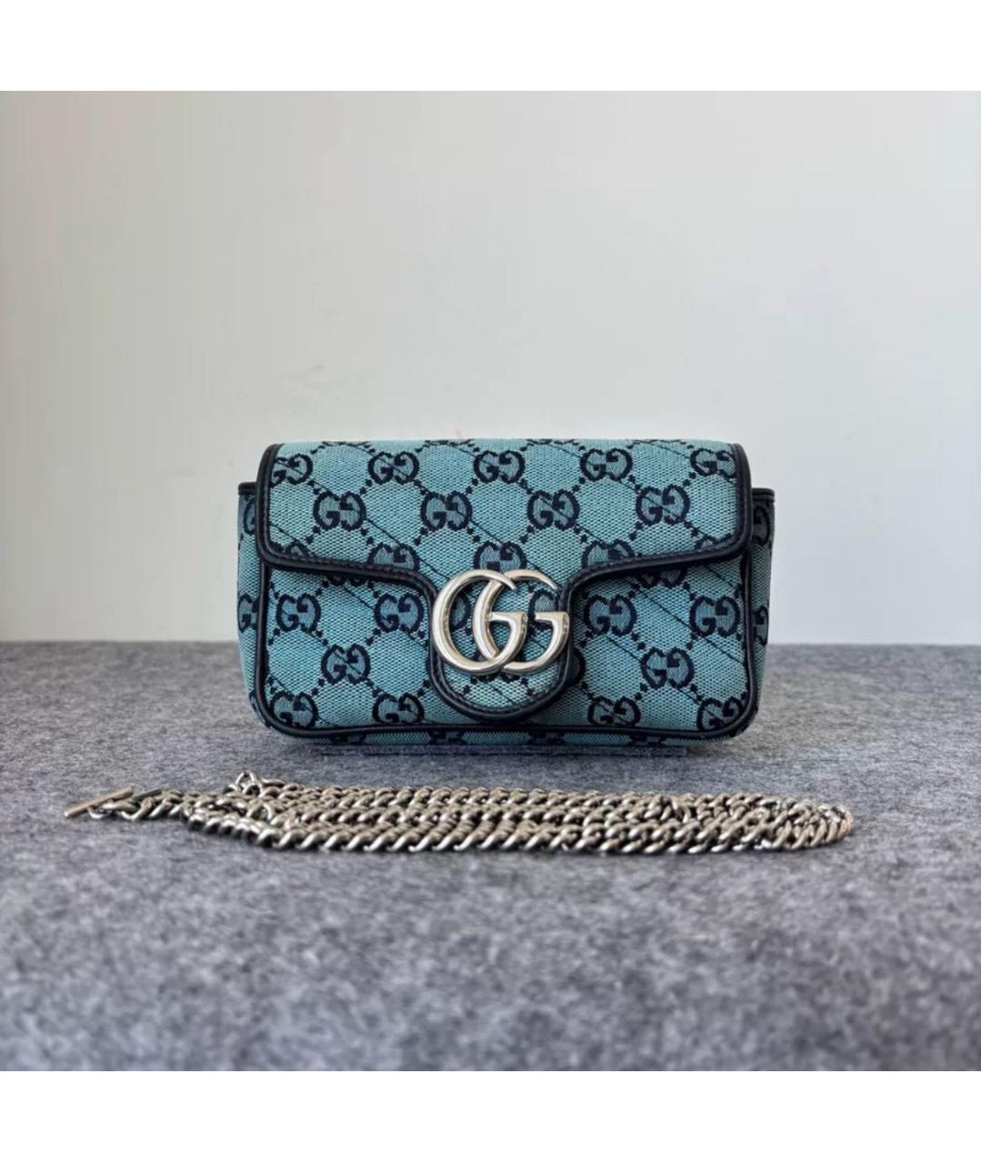 GUCCI Синяя тканевая сумка через плечо, фото 2