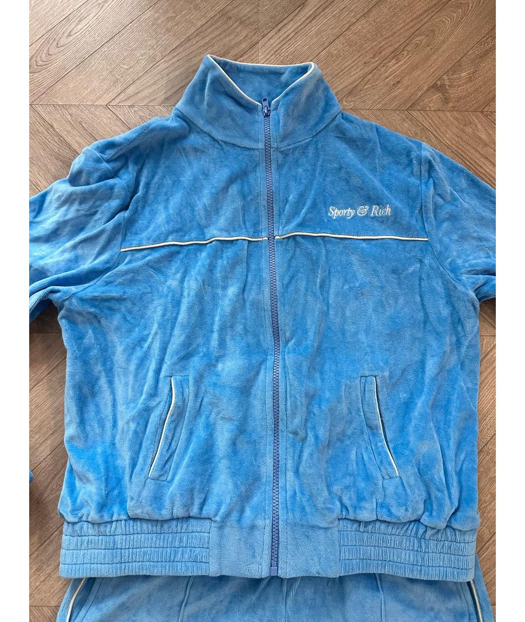 SPORTY AND RICH Голубой хлопковый костюм с брюками, фото 3