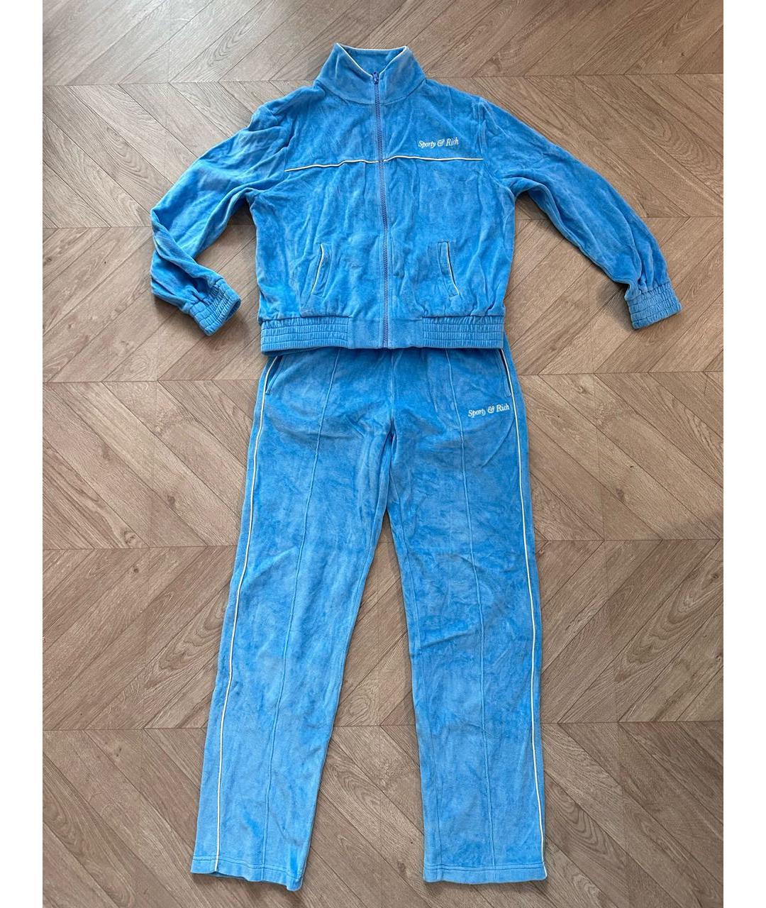 SPORTY AND RICH Голубой хлопковый костюм с брюками, фото 2