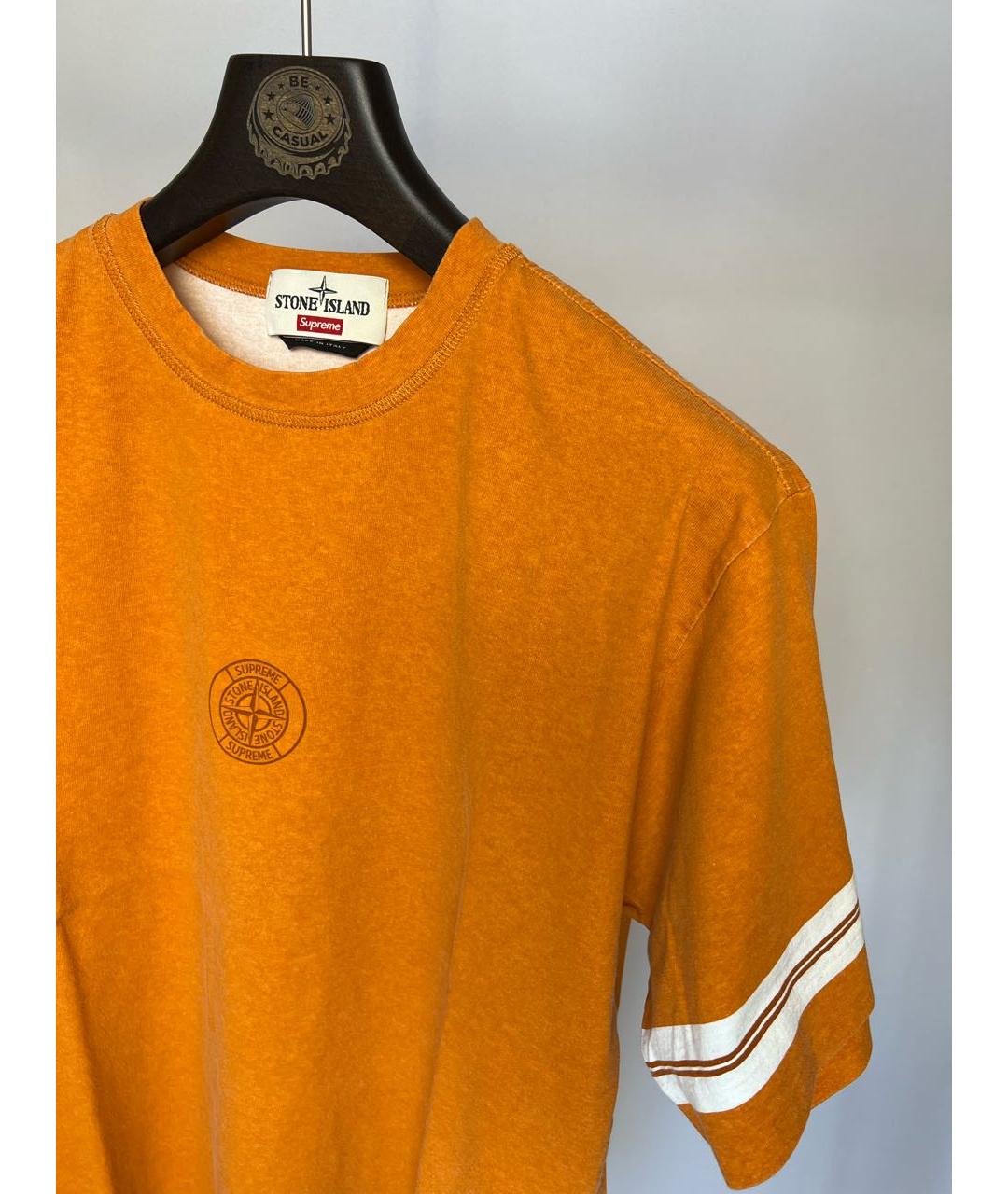 STONE ISLAND Оранжевая хлопковая футболка, фото 2