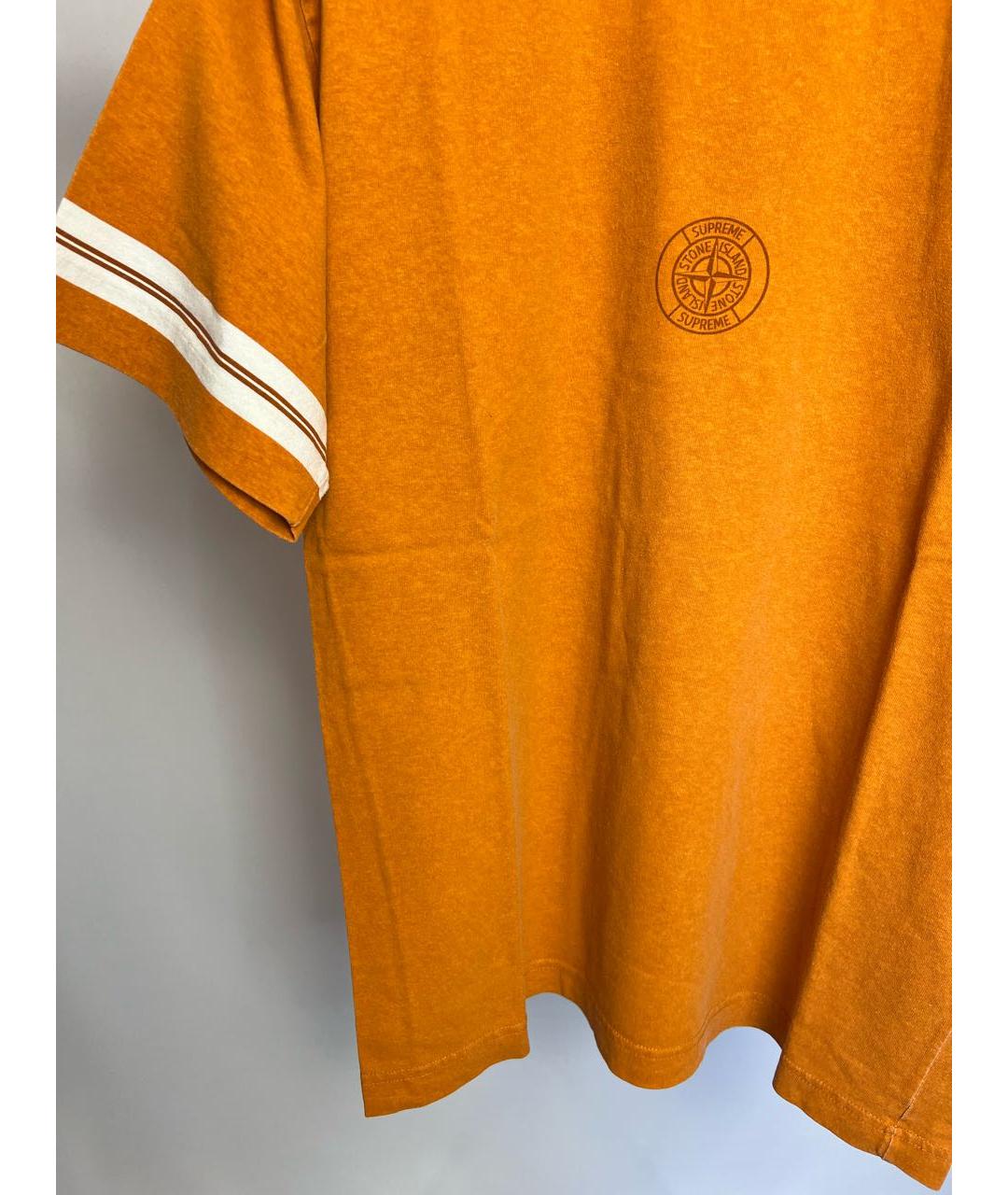 STONE ISLAND Оранжевая хлопковая футболка, фото 3