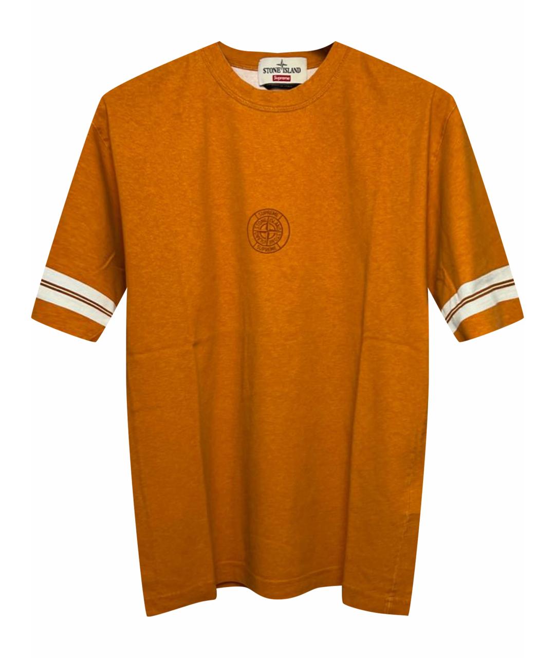 STONE ISLAND Оранжевая хлопковая футболка, фото 1