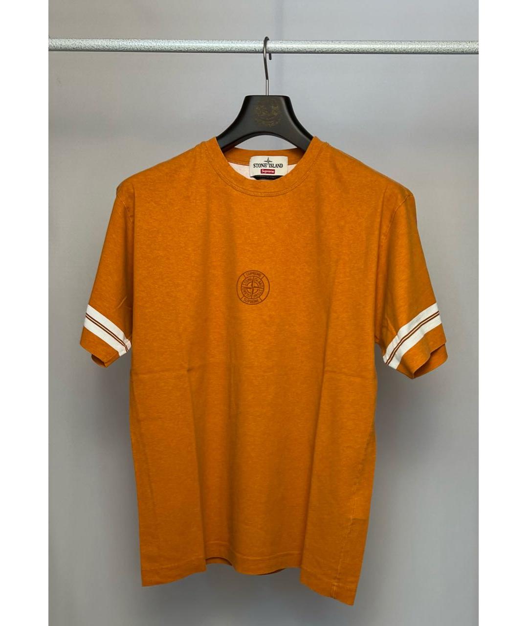 STONE ISLAND Оранжевая хлопковая футболка, фото 5