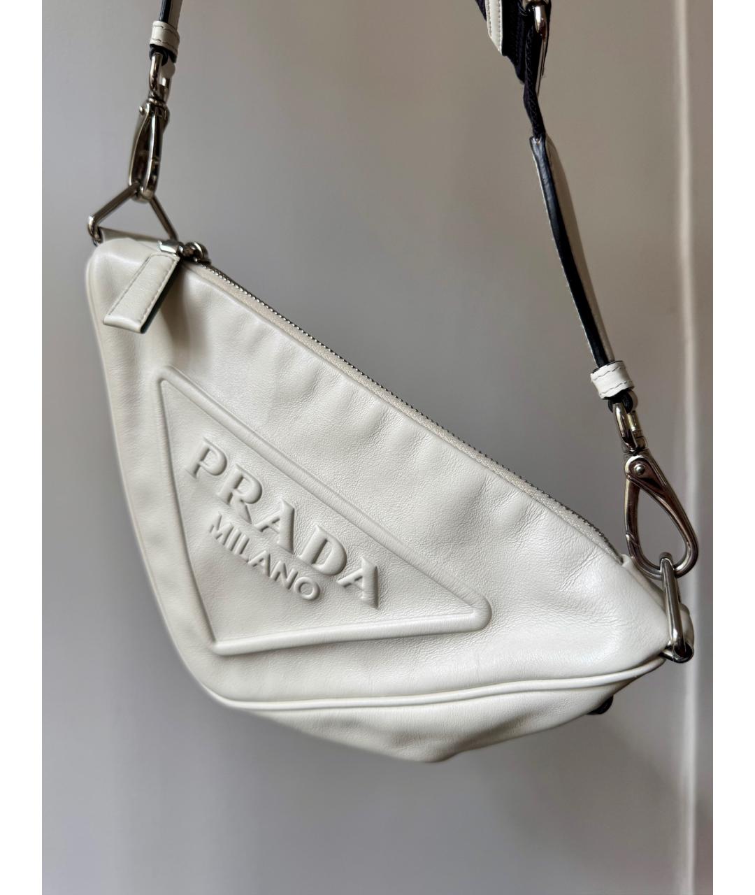 PRADA Белая кожаная поясная сумка, фото 2