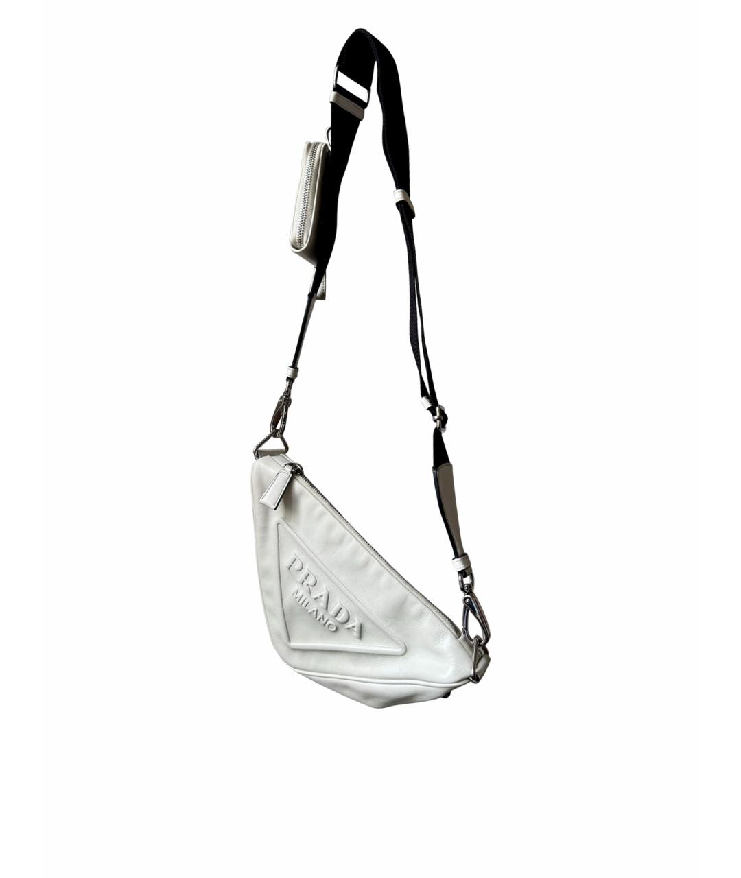 PRADA Белая кожаная поясная сумка, фото 1