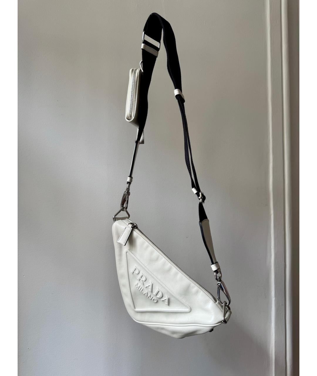 PRADA Белая кожаная поясная сумка, фото 7