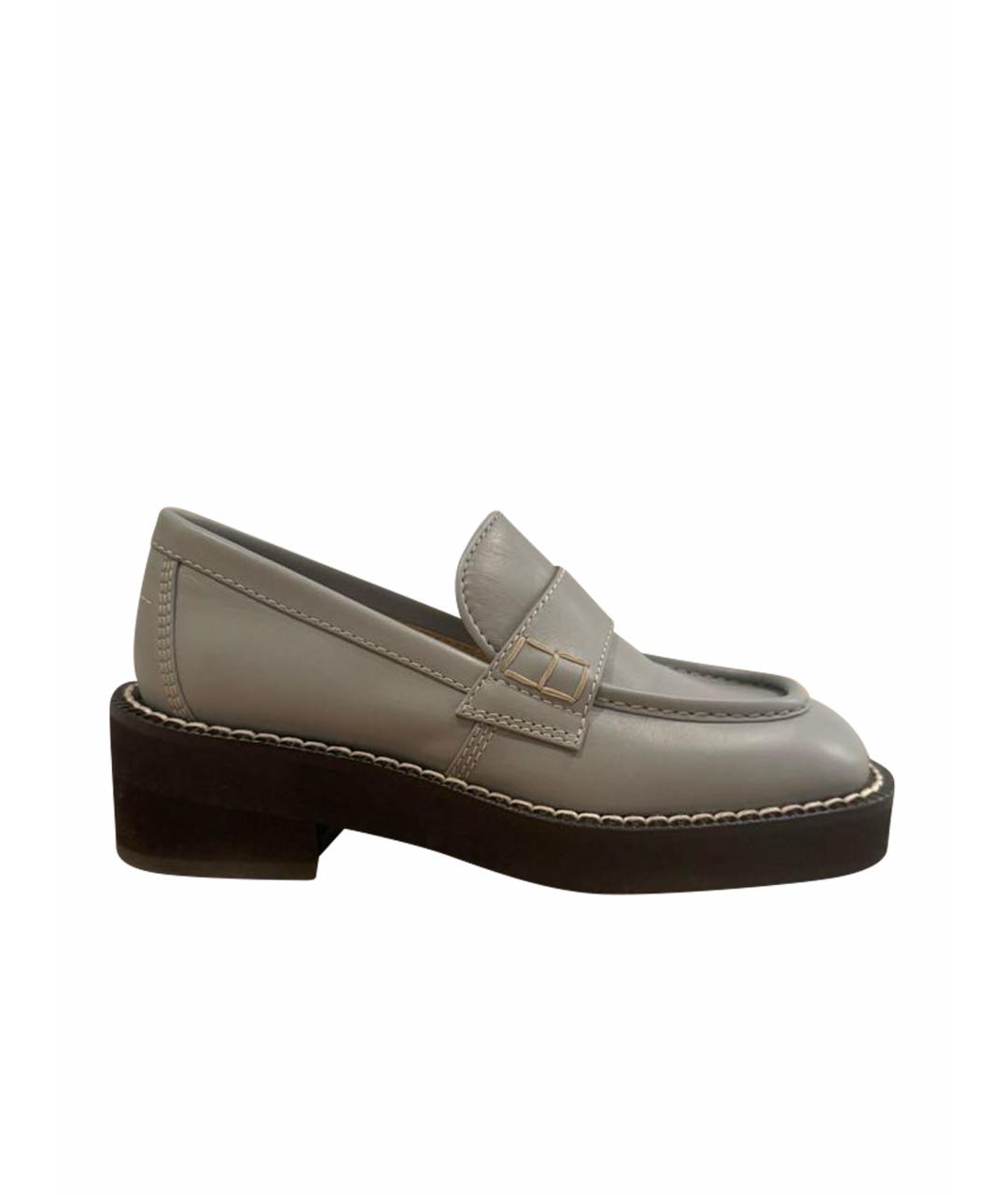 MM6 MAISON MARGIELA Серые кожаные лоферы, фото 1