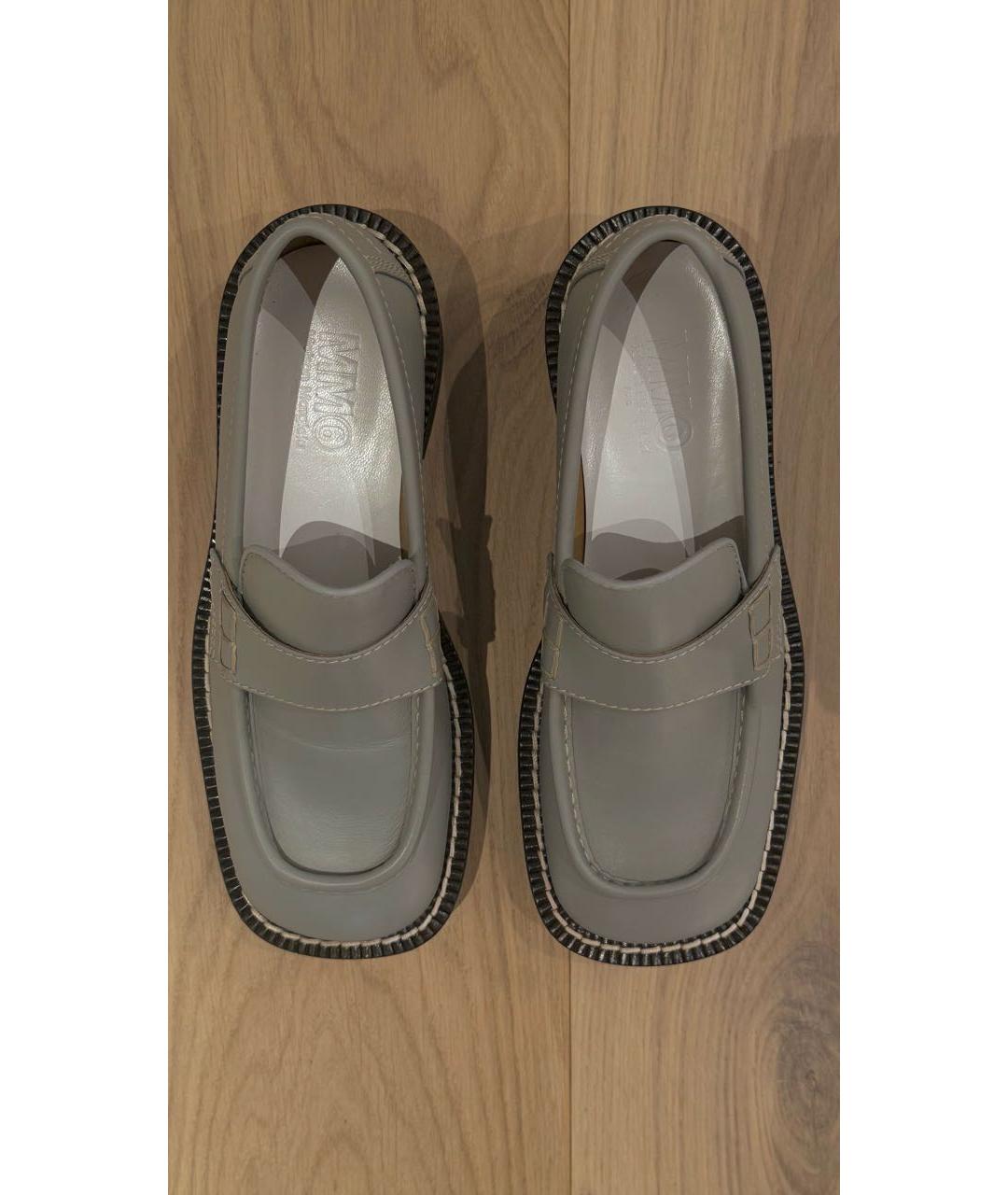 MM6 MAISON MARGIELA Серые кожаные лоферы, фото 3