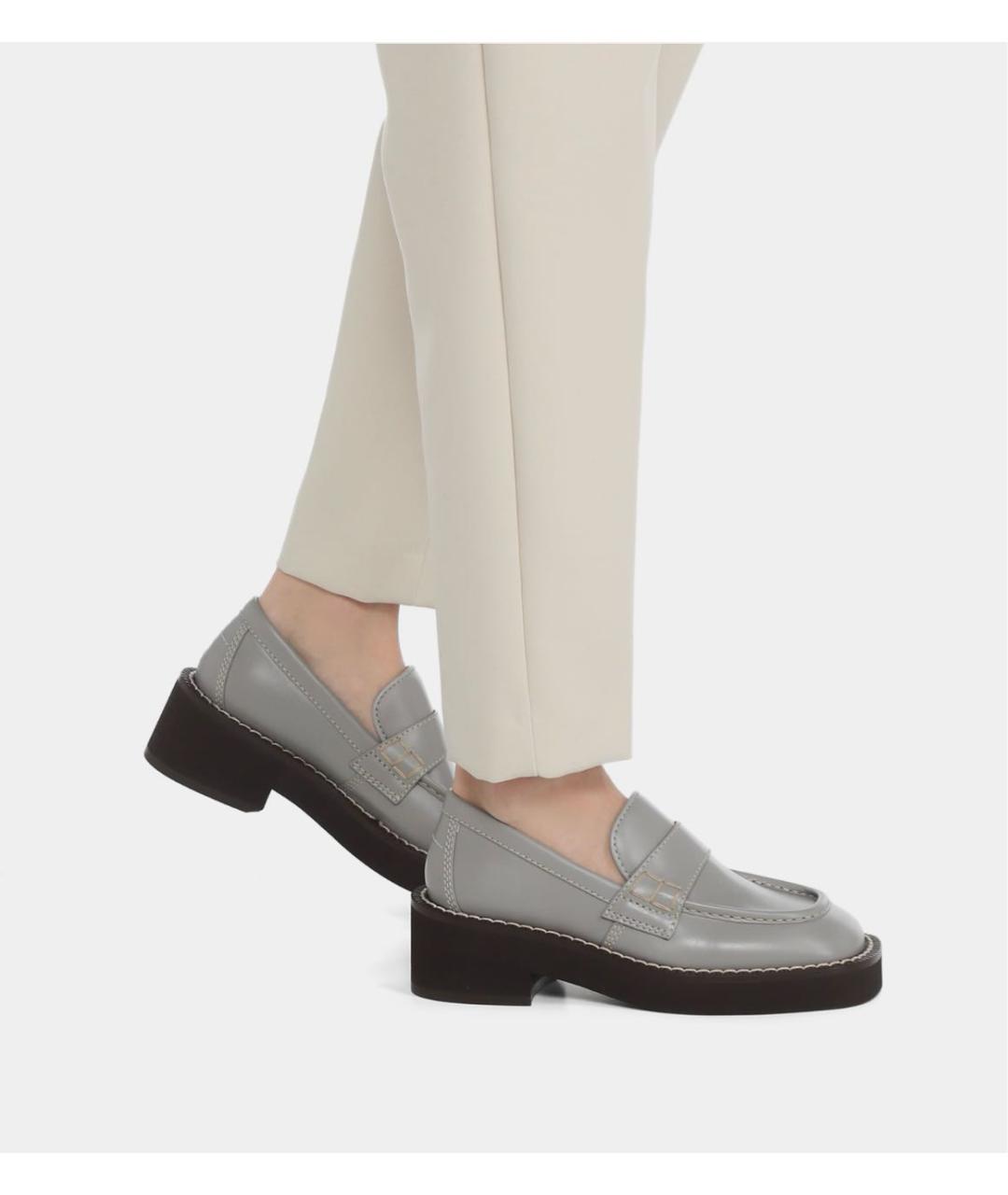 MM6 MAISON MARGIELA Серые кожаные лоферы, фото 8