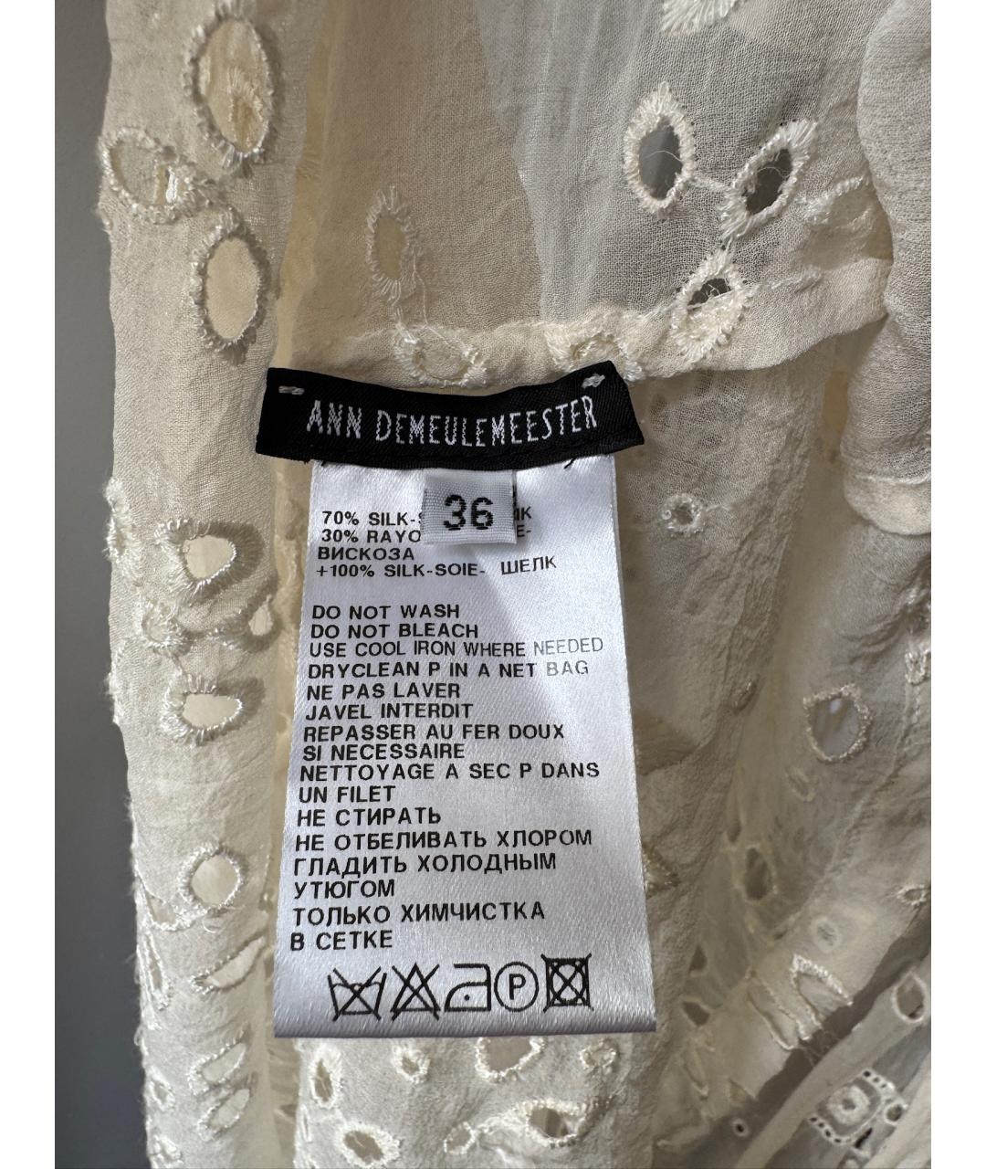 ANN DEMEULEMEESTER Бежевая шелковая майка, фото 8