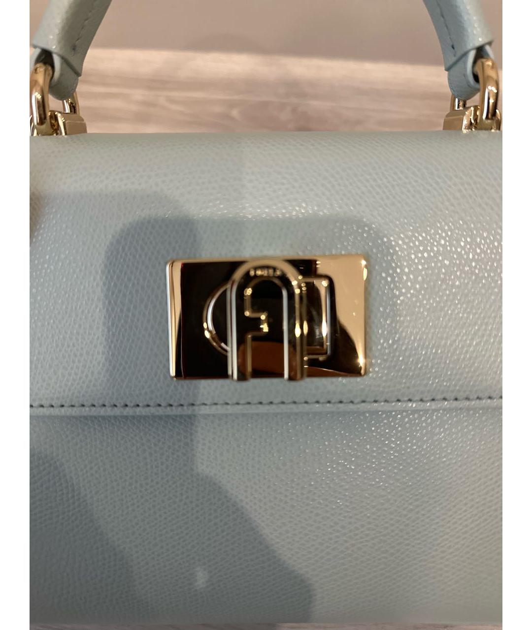 FURLA Голубая кожаная сумка с короткими ручками, фото 6