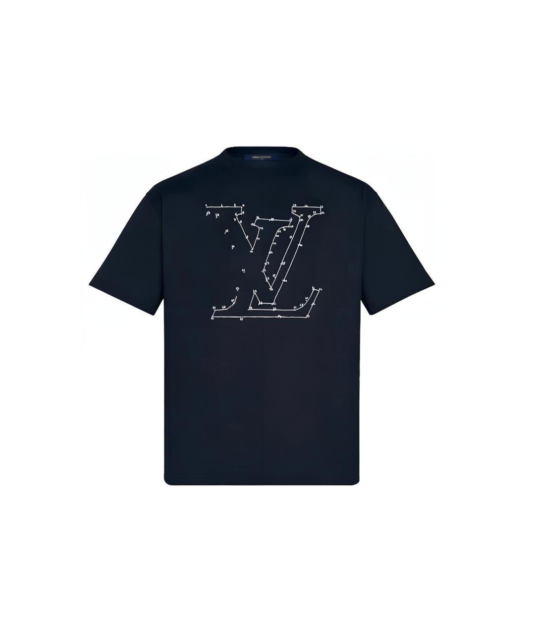 LOUIS VUITTON Темно-синяя хлопковая футболка, фото 1
