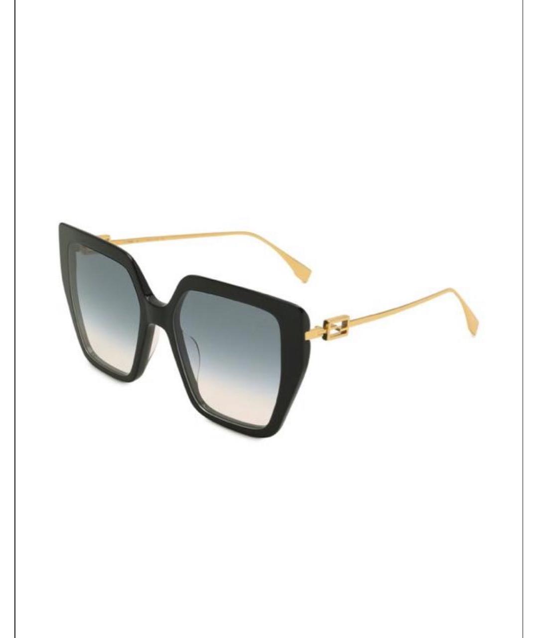 FENDI Черные пластиковые солнцезащитные очки, фото 2