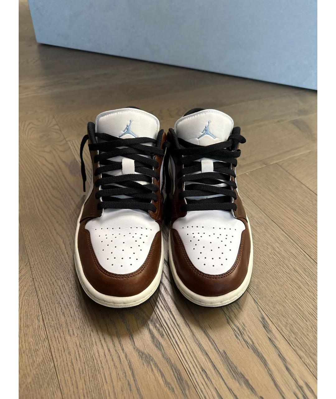 NIKE Коричневые кожаные низкие кроссовки / кеды, фото 2