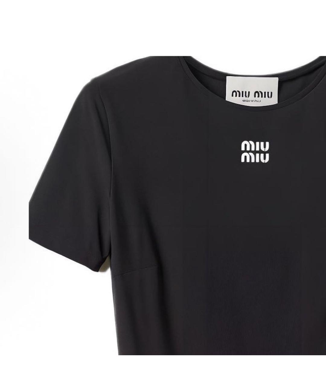 MIU MIU Черное полиуретановое повседневное платье, фото 4
