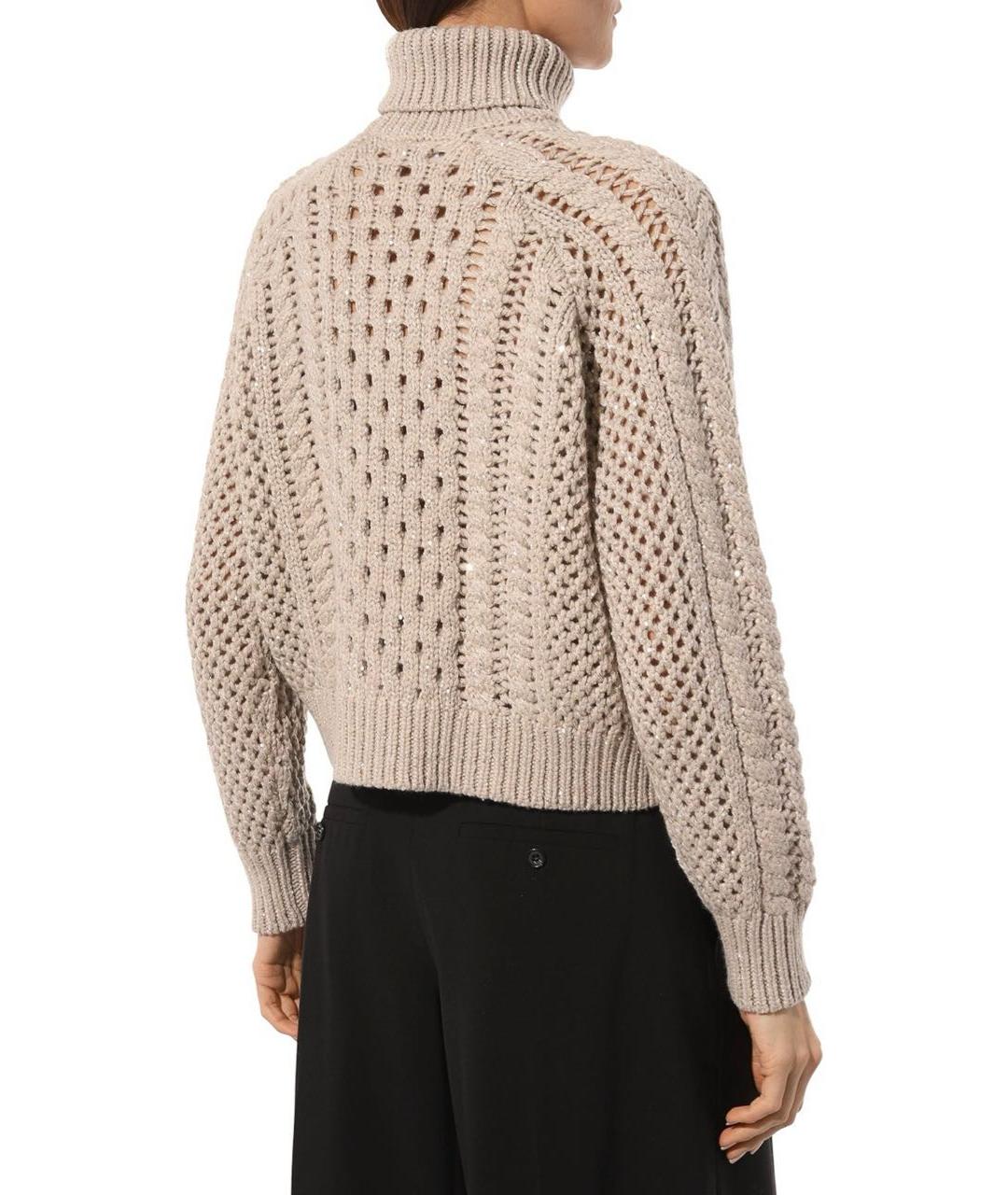 BRUNELLO CUCINELLI Бежевый кашемировый джемпер / свитер, фото 2