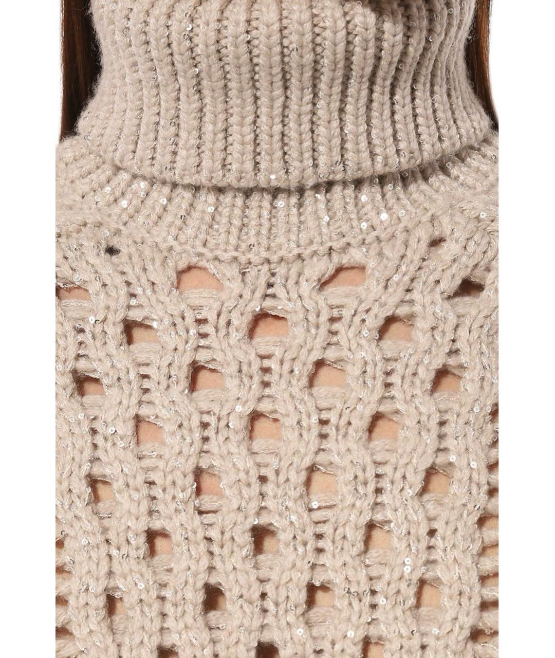 BRUNELLO CUCINELLI Бежевый кашемировый джемпер / свитер, фото 3