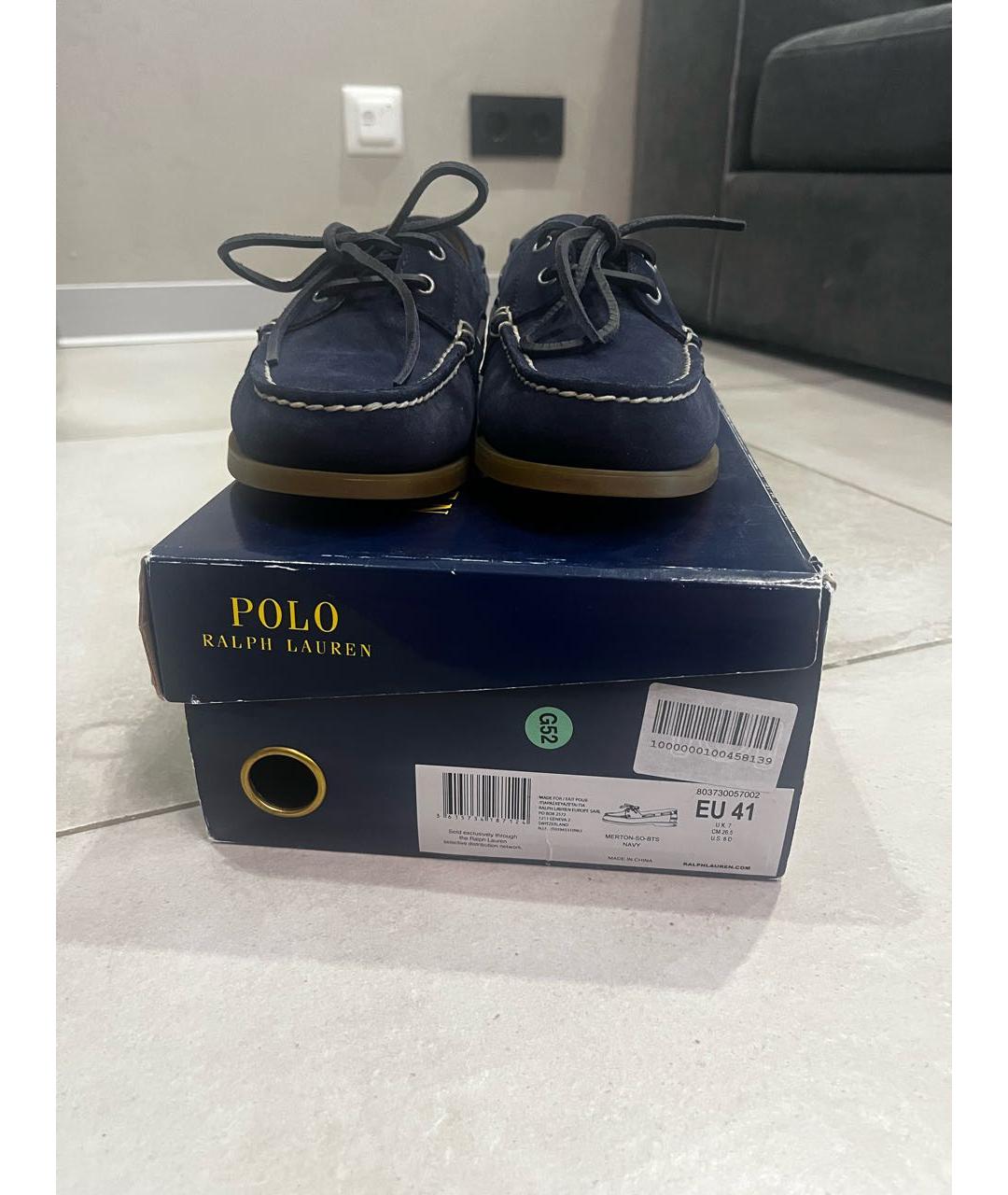 POLO RALPH LAUREN Темно-синие замшевые лоферы, фото 2